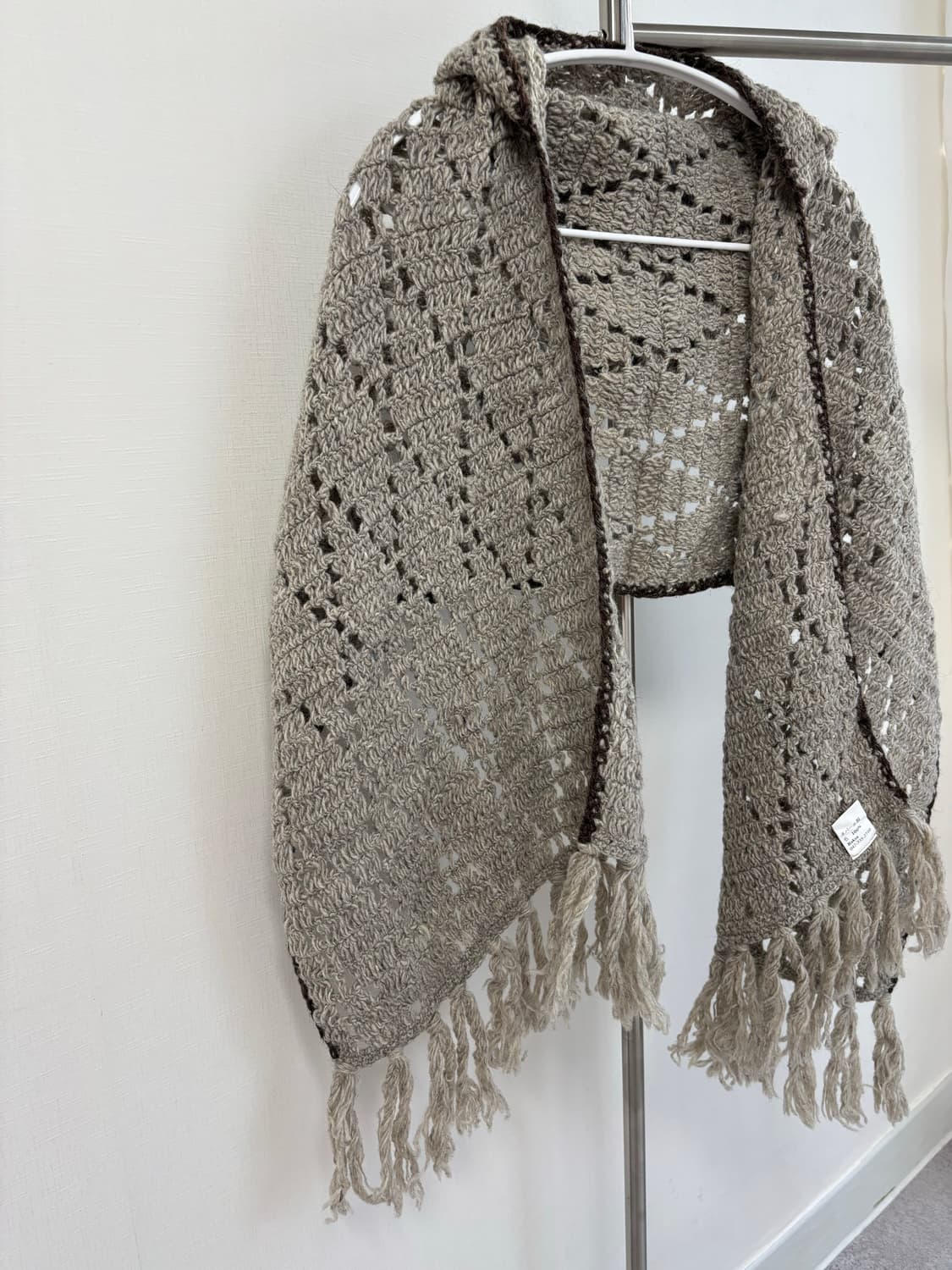 애쉬 울 니트 후드 판초 숄 상품이미지5