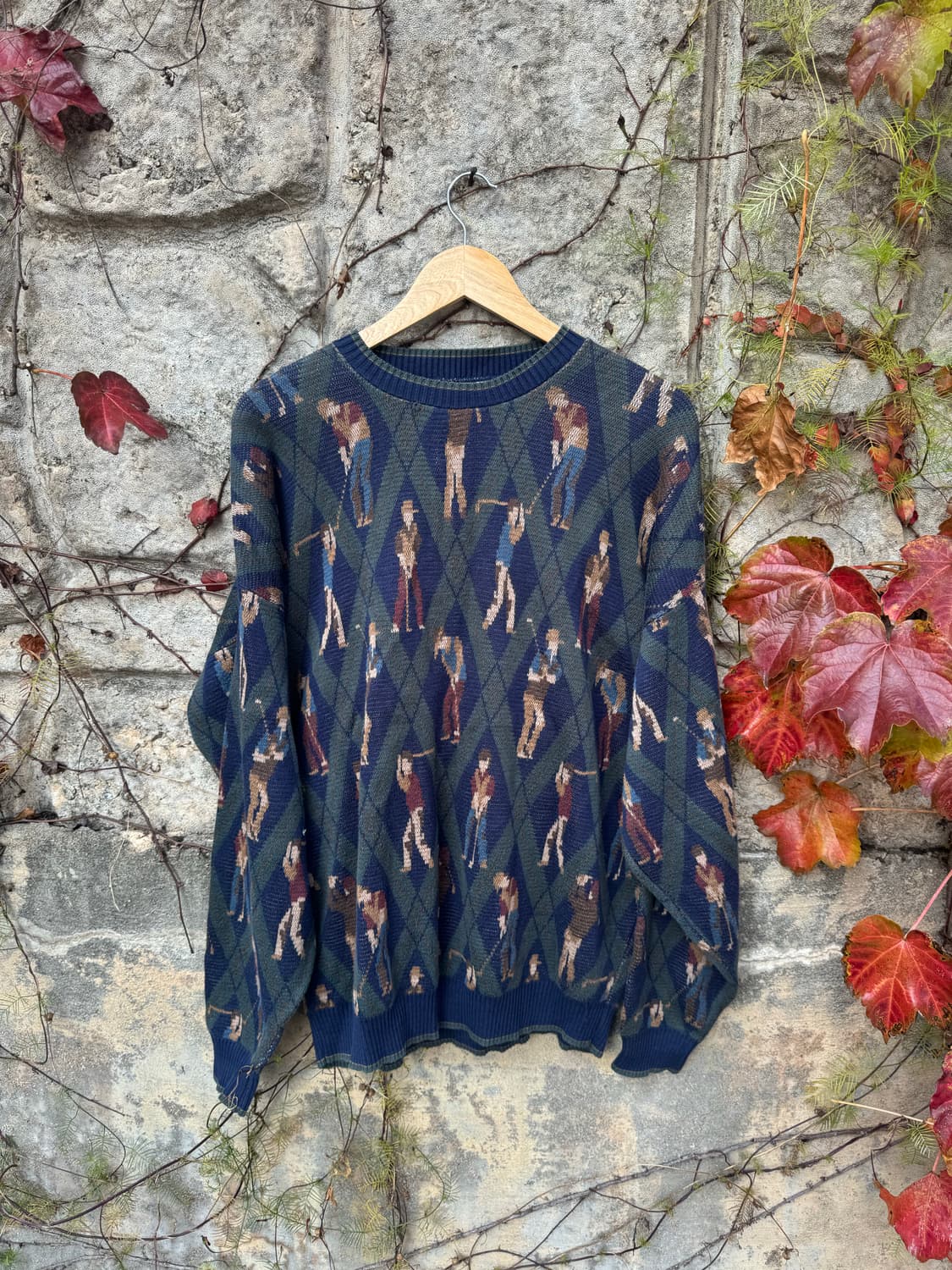 90s crossings 아가일 패턴 골프 그래픽 니트 xl 상품이미지1