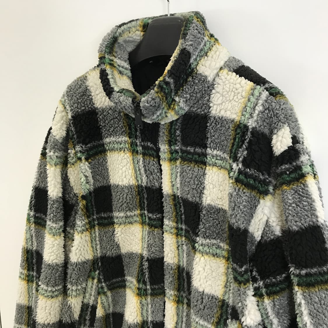 자라 뽀글이 체크 쉐르파집업자켓 [XL] 상품이미지2