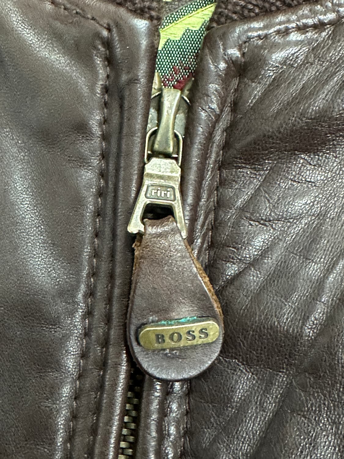 80s  HUGO BOSS 브라운 레더 자켓 50 상품이미지7