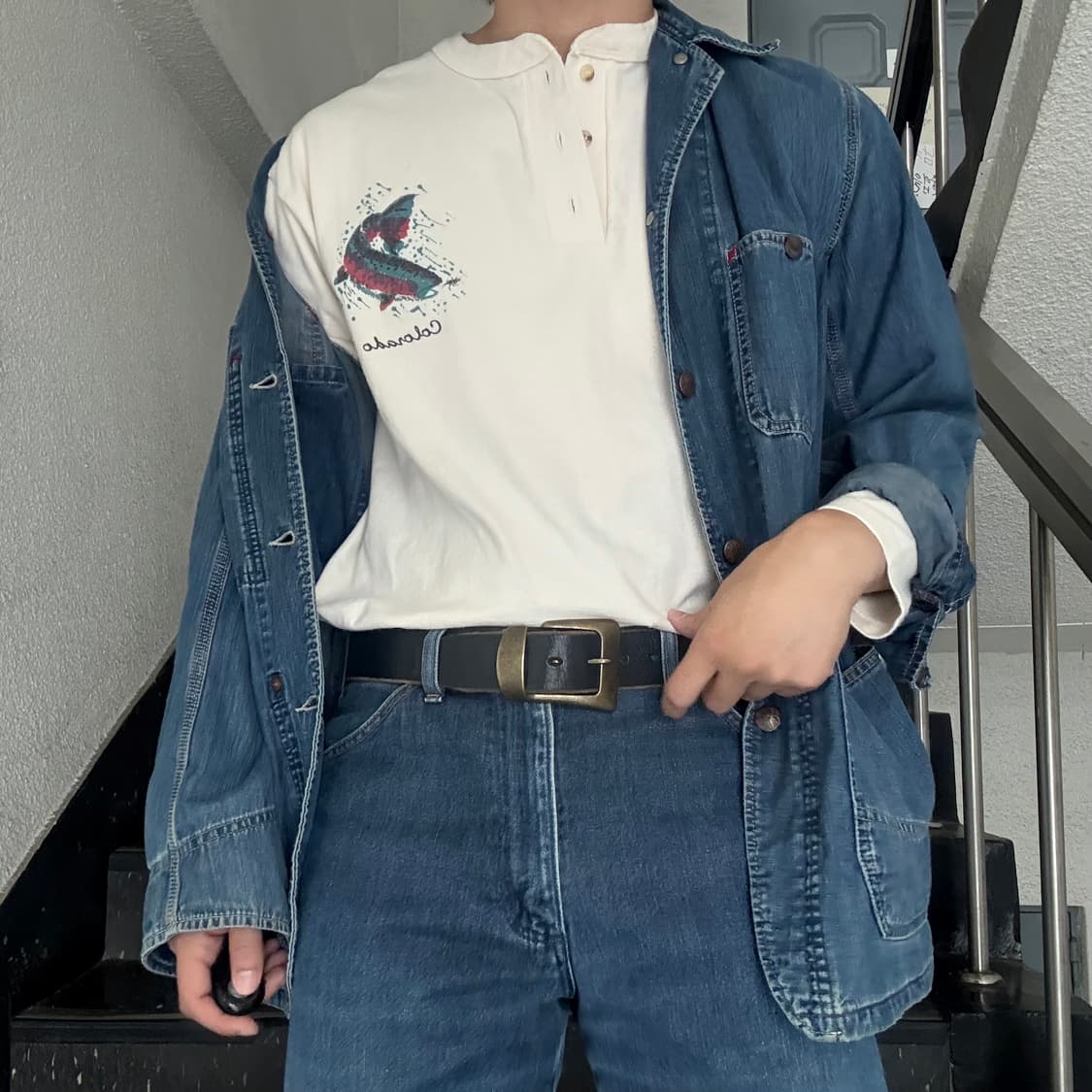 Colorado Fish Graphic 헨리넥 롱슬리브 상품이미지2