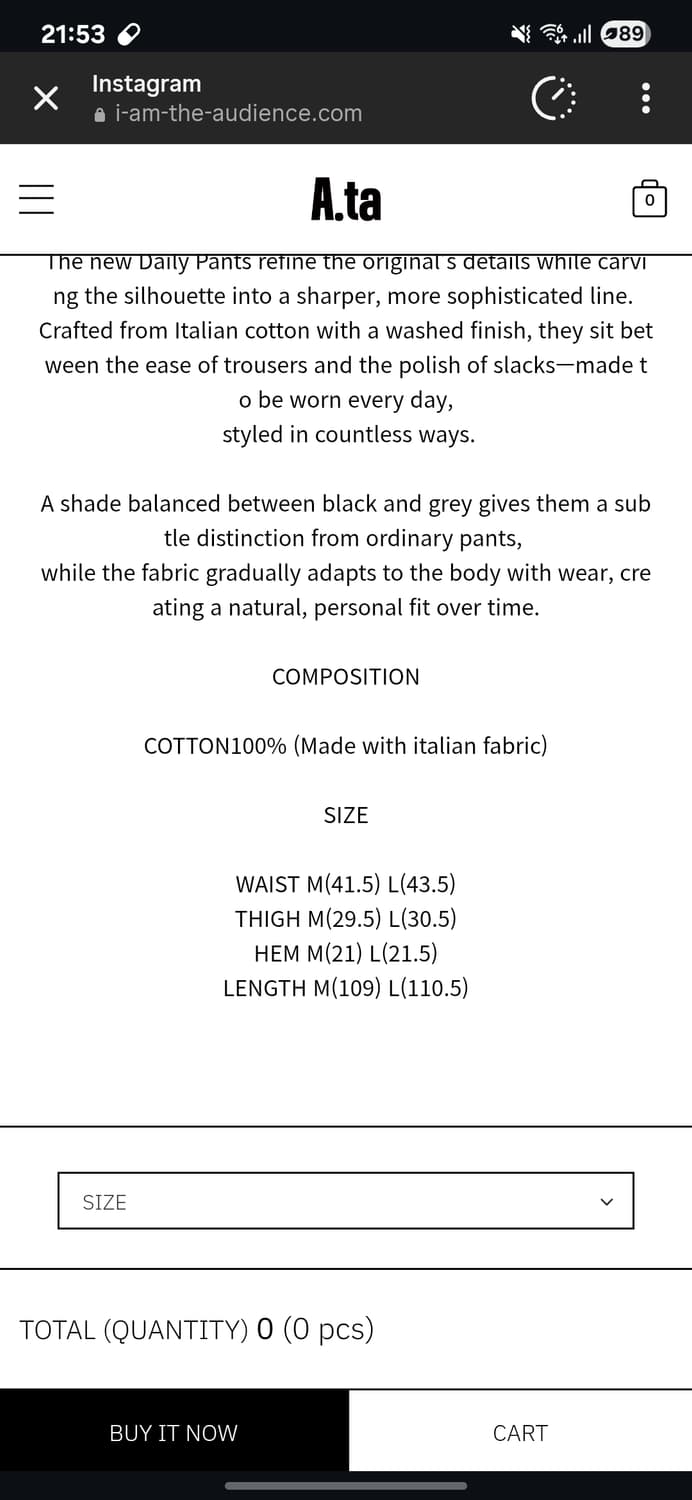 a.ta daily pants nox m 상품이미지2