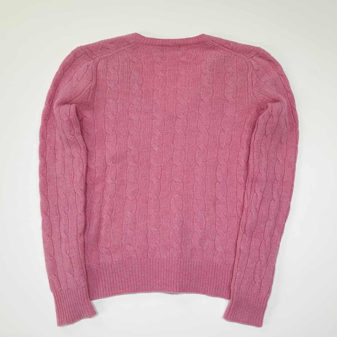 CL276 XS 폴로 울캐시미어 케이블 V넥 핑크 니트 스웨터 상품이미지6