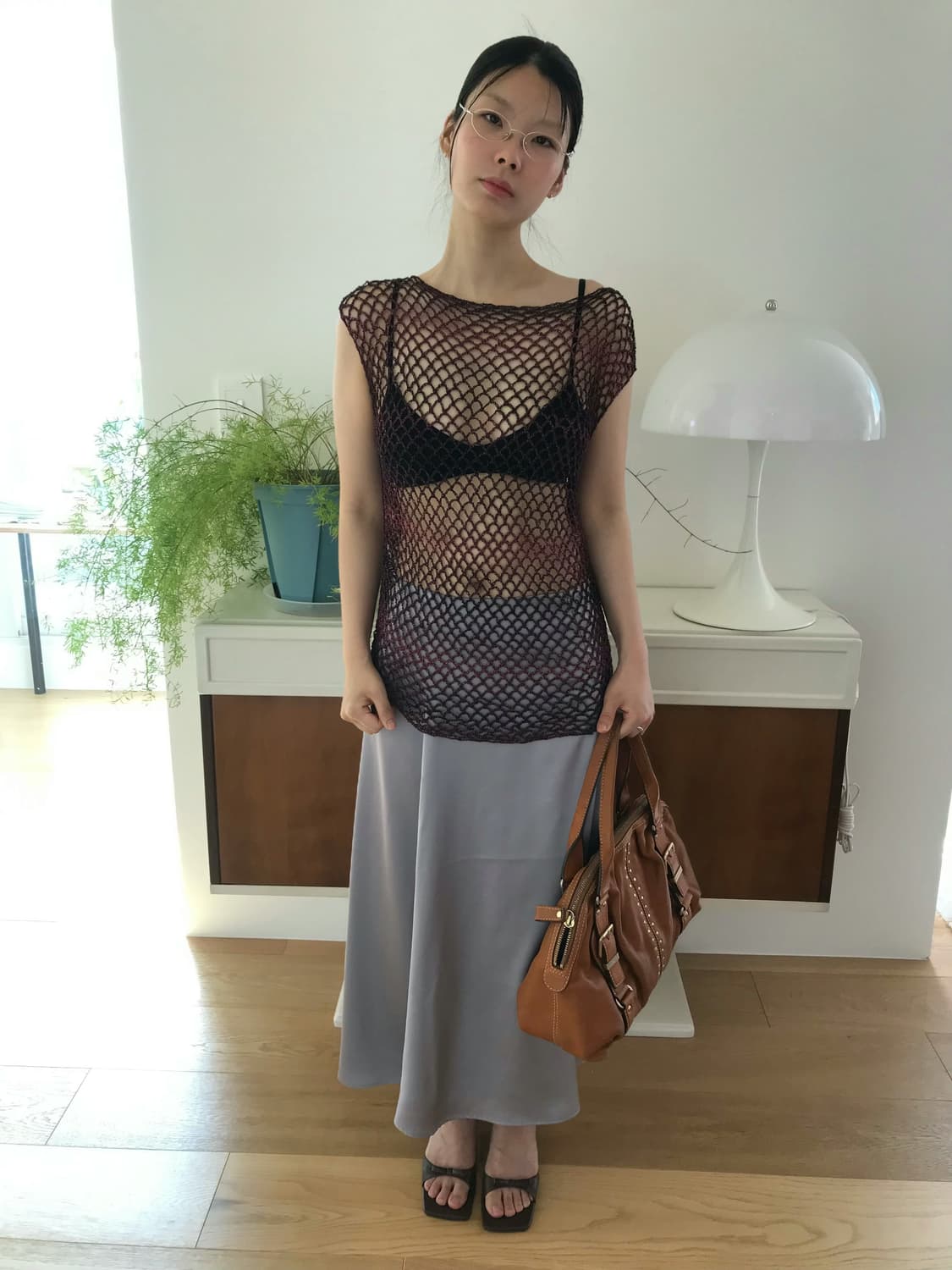 Michael Kore brown buckled leather bag 상품이미지4