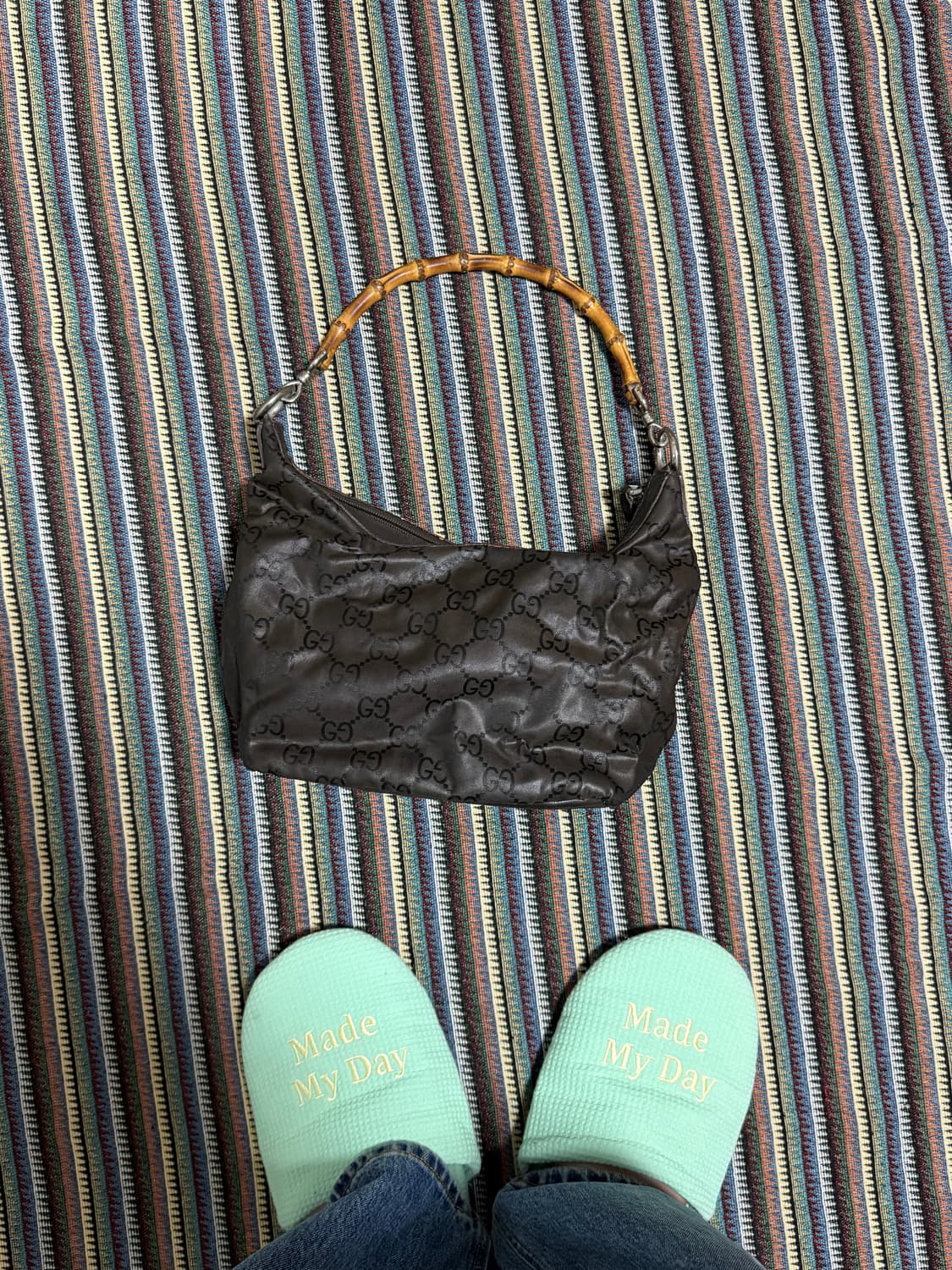 구찌 뱀부 모노그램 핸들 토트백 상품이미지2