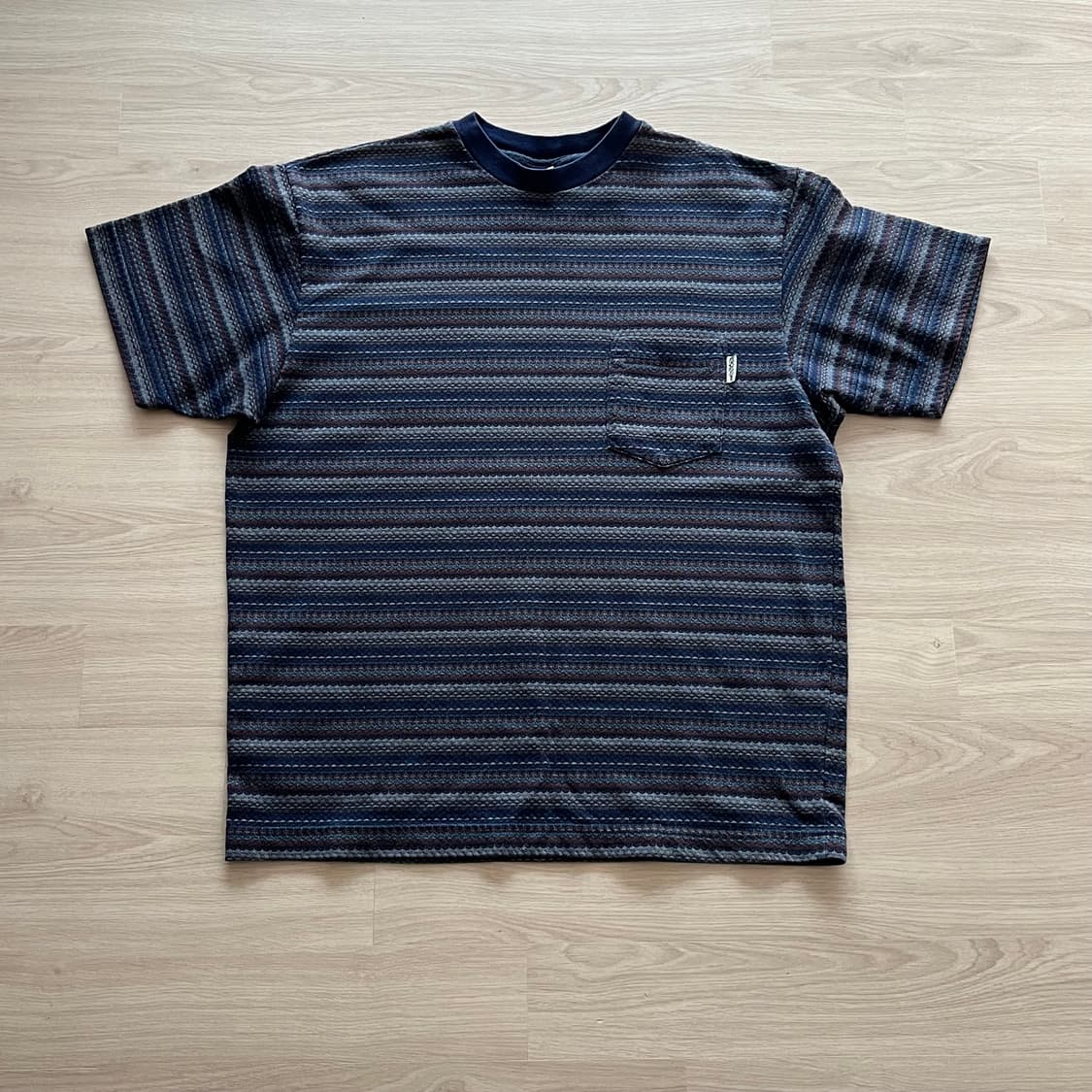 [L] 90s 빈티지 올드 스투시 스트라이프 니트 반팔 티셔츠 상품이미지1