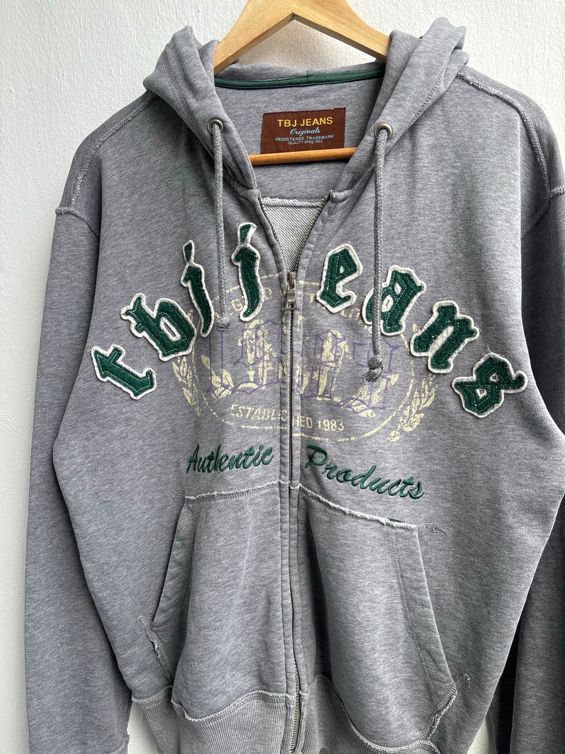 TBJ Jeans Grey Embroidered Hood Zip-Up 상품이미지4