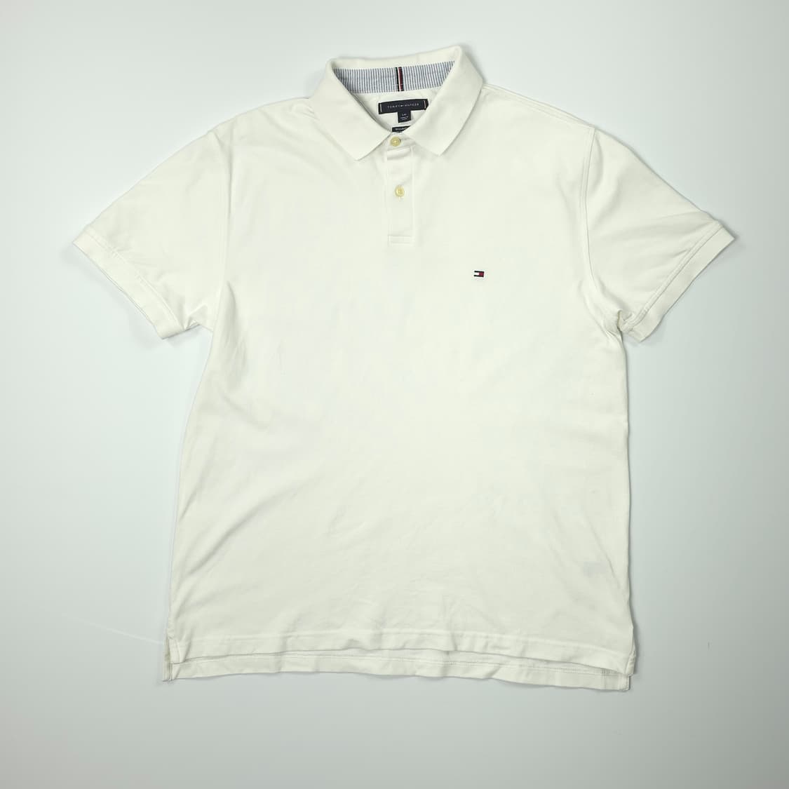 타미 힐피거 레귤러핏 스트레치 코튼 반팔카라티 화이트 (L) 상품이미지1