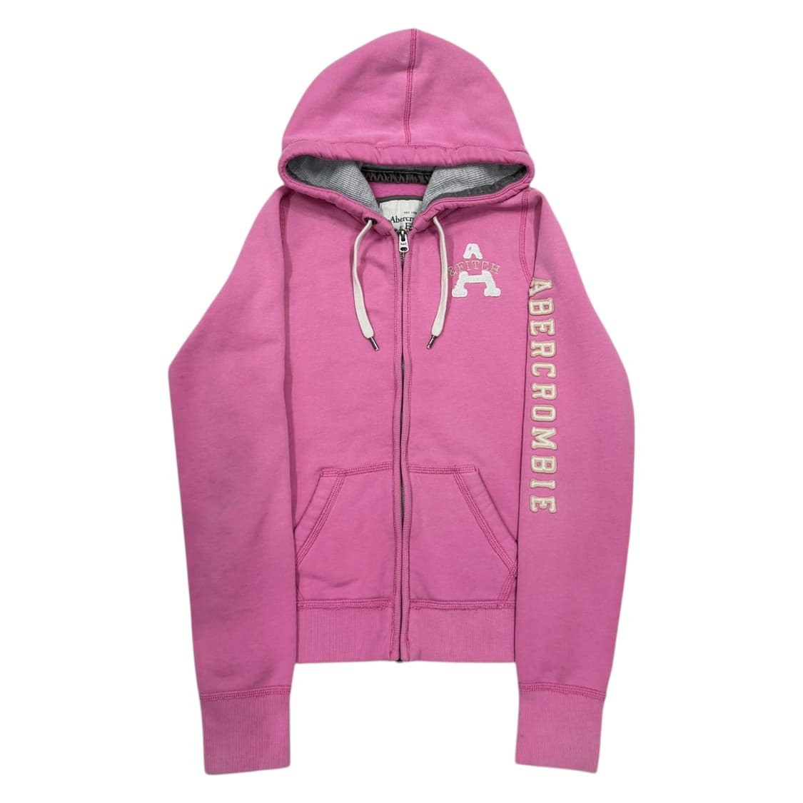 아베크롬비 빈티지 스펠로고 딱붙핏 Y2K 후드집업 자켓 핑크 M 상품이미지1