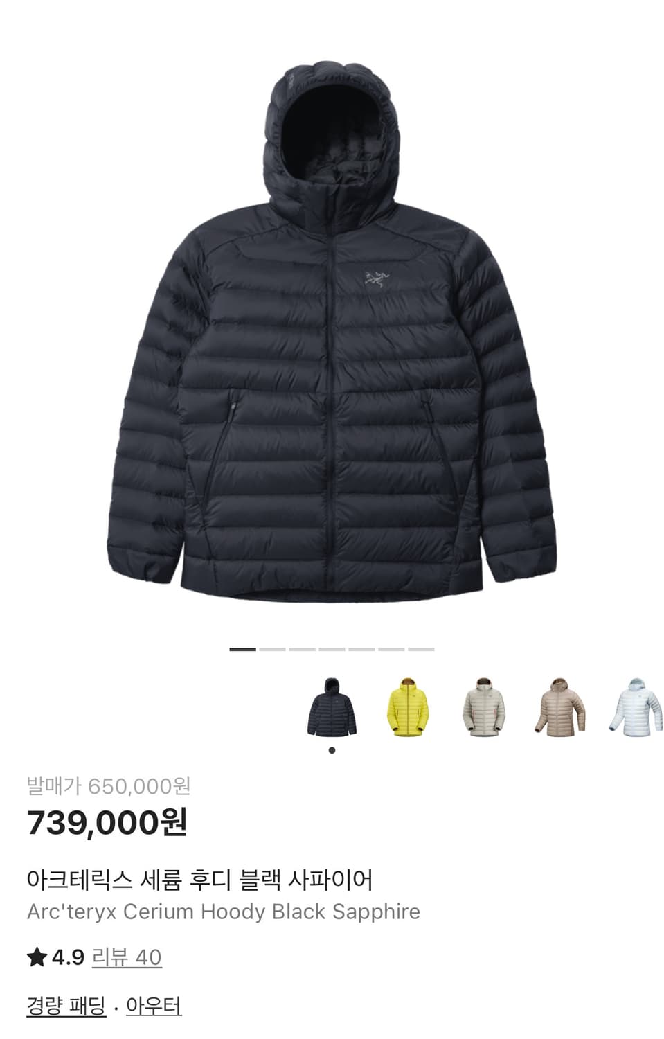 아크테릭스 세륨 후디 패딩 상품이미지1
