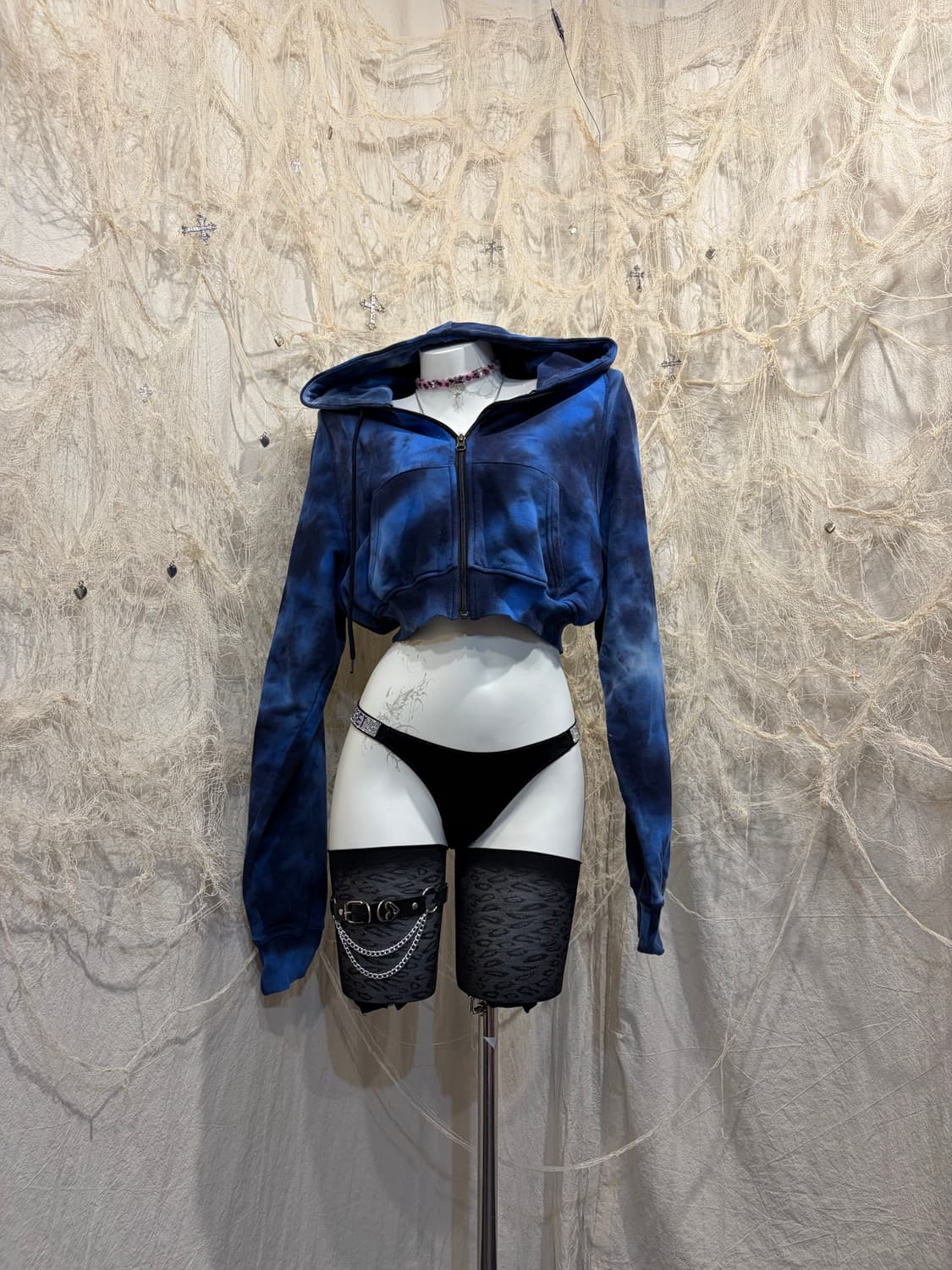 Japanese tie-dye crop hoodie zip-up 상품이미지4