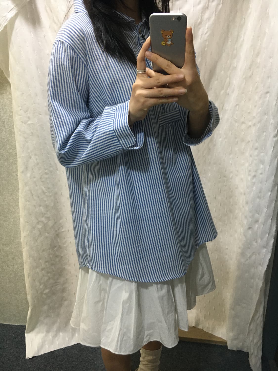 스트라이프 포인트 단추 블라우스 상품이미지5