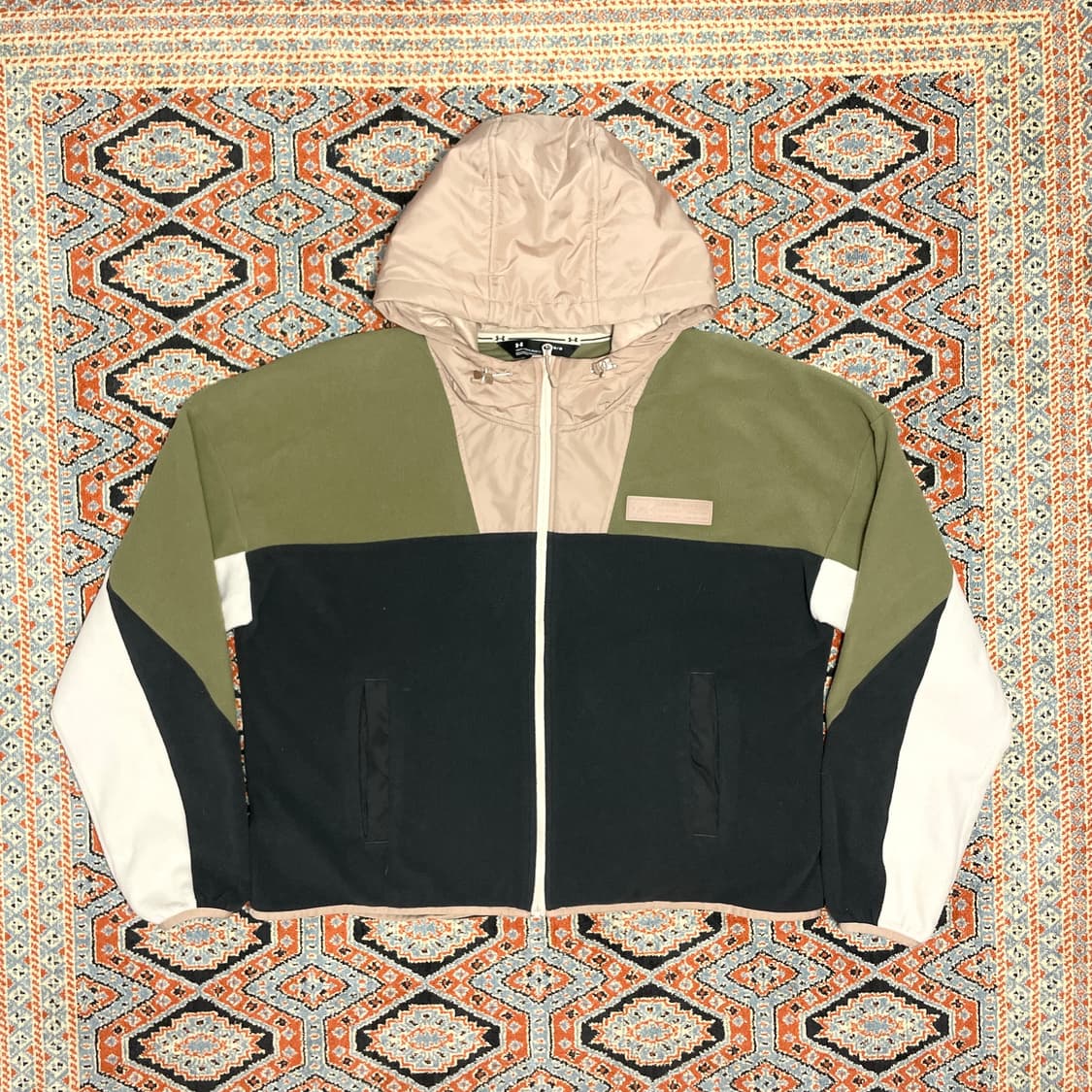 언더아머 핑크 배색 플리스 후드집업 남성M  상품이미지1