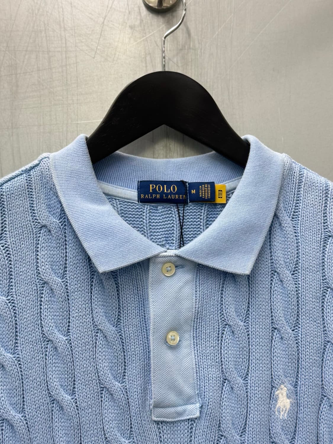 Polo 폴로 랄프로렌 스카이블루 색상 케이블 니트 반소매 원피스 상품이미지3