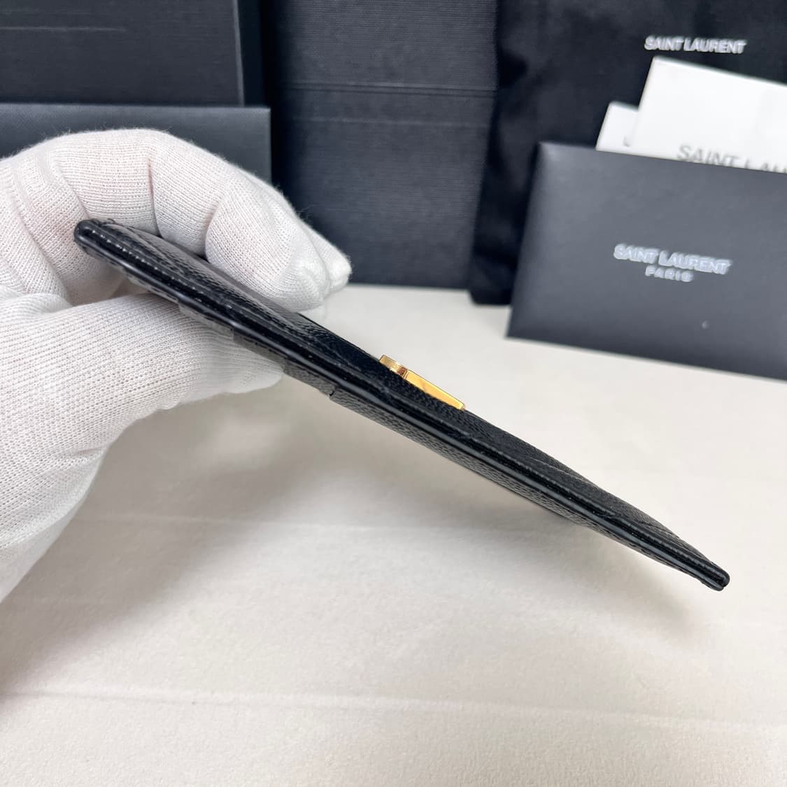 [S급/정품] 생로랑 지퍼 카드 지갑 홀더 케이스 블랙 금장 상품이미지7