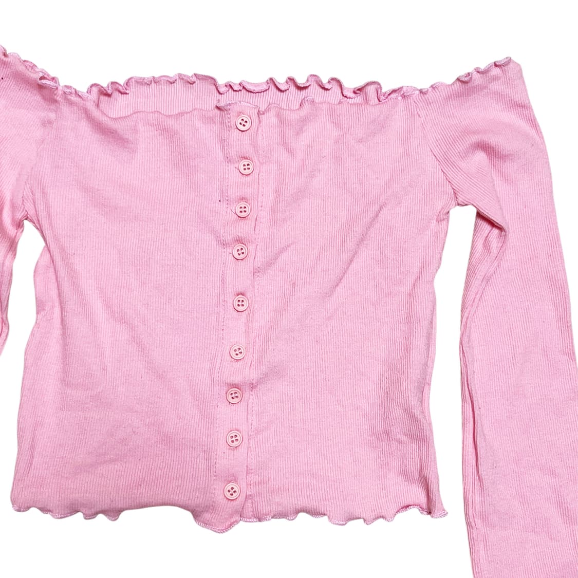 Lovely button off-shoulder layered cropp 상품이미지2