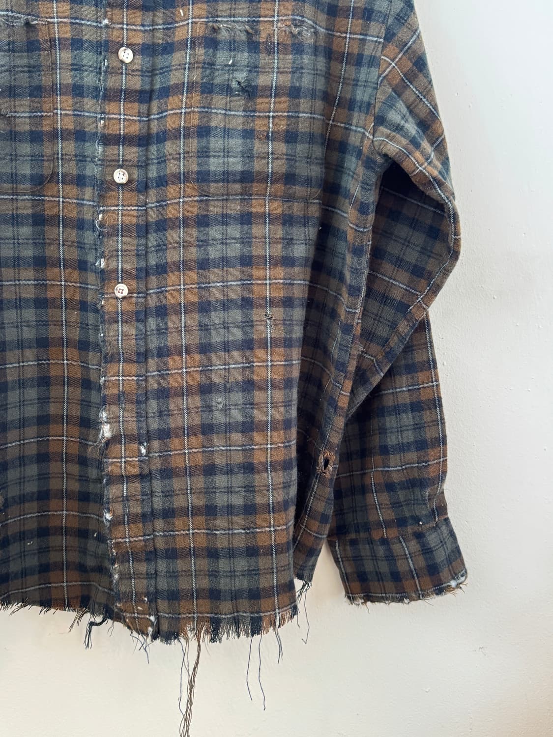 80s flannel repair button up shirt 상품이미지5