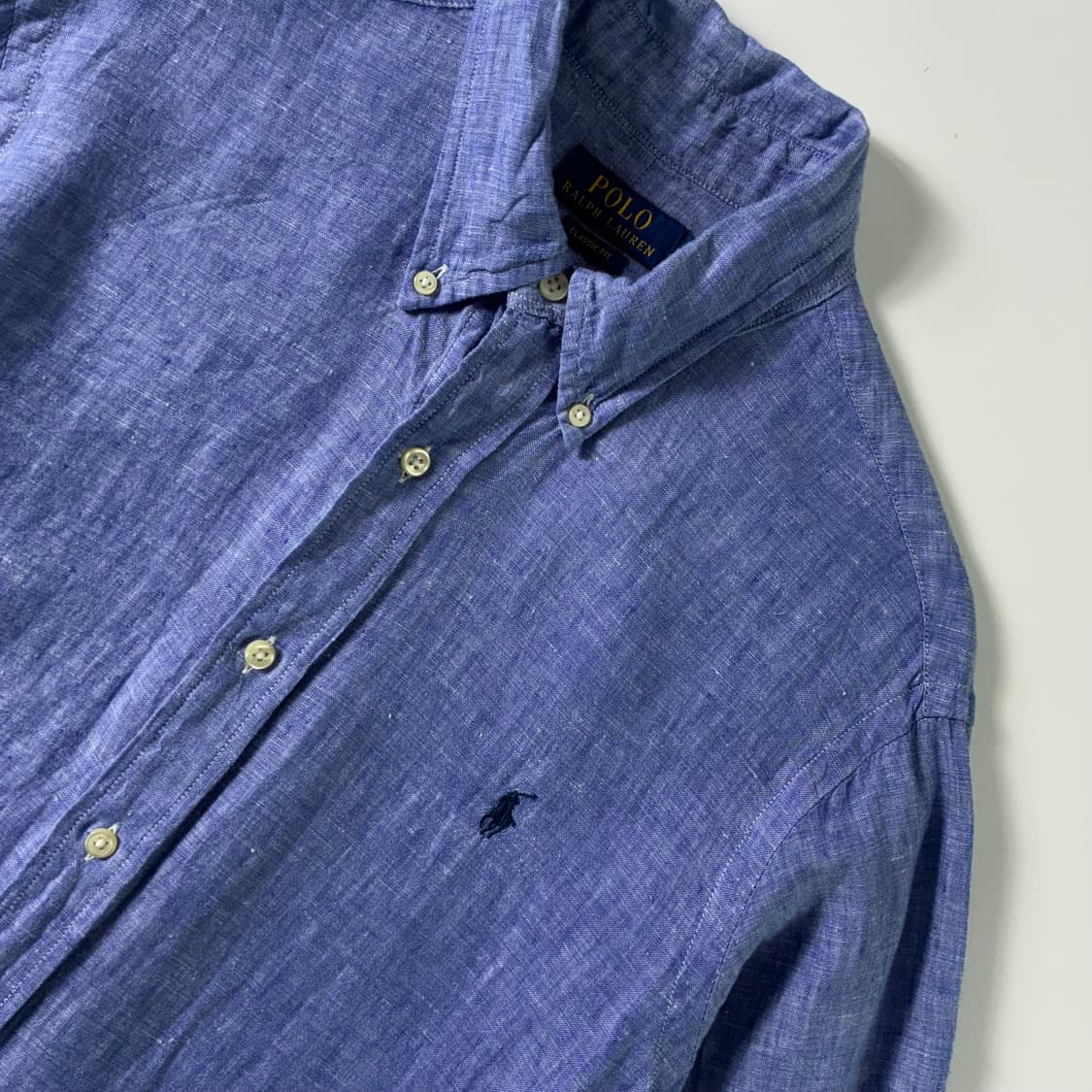 Polo  폴로 랄프로렌 신형 자수 린넨 블루 셔츠  상품이미지3