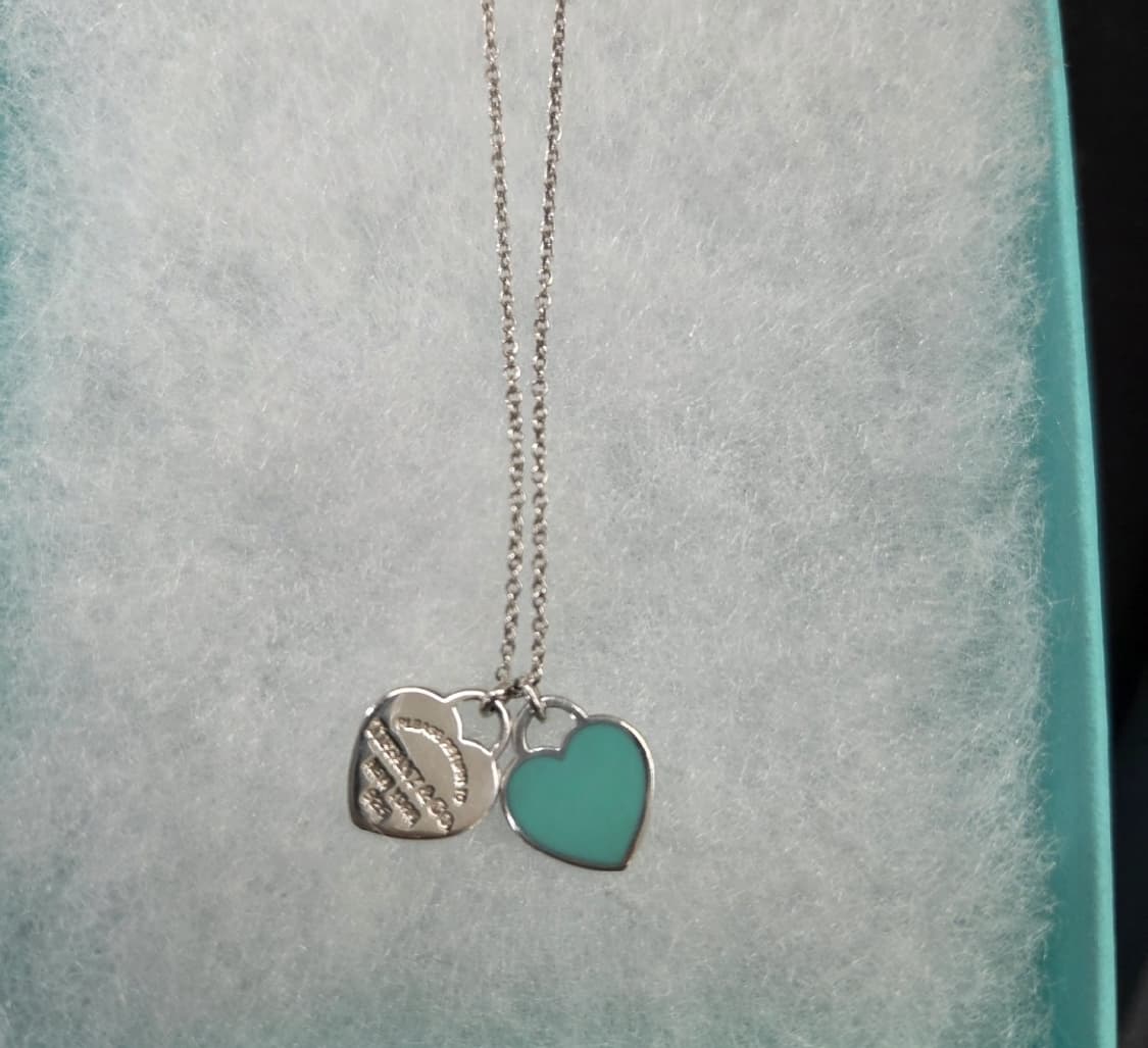 티파니 더블하트 목걸이 민트 상품이미지3