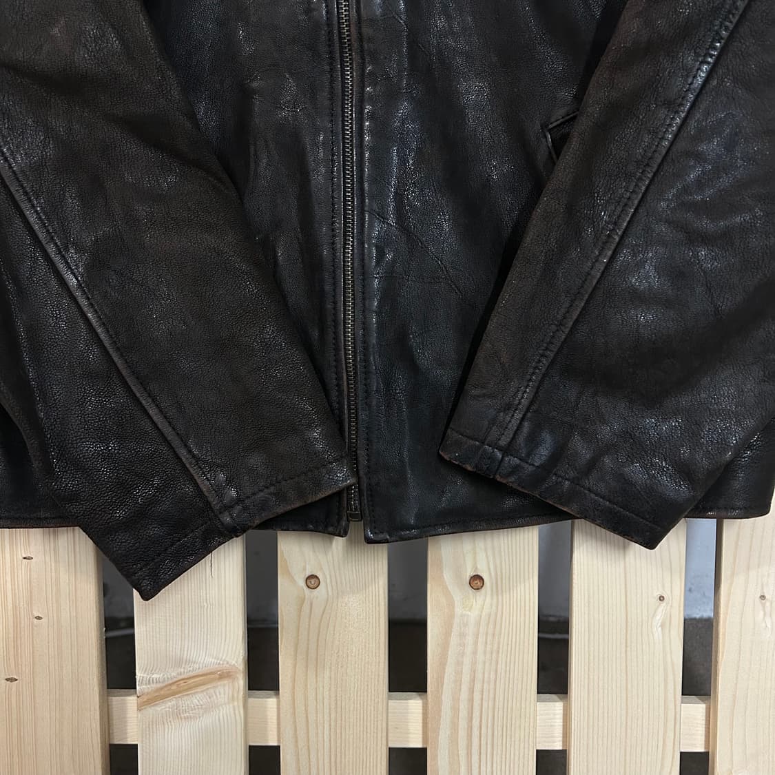 (L) 90s 쌍방울 Lee 리 가죽 자켓 브라운 상품이미지4