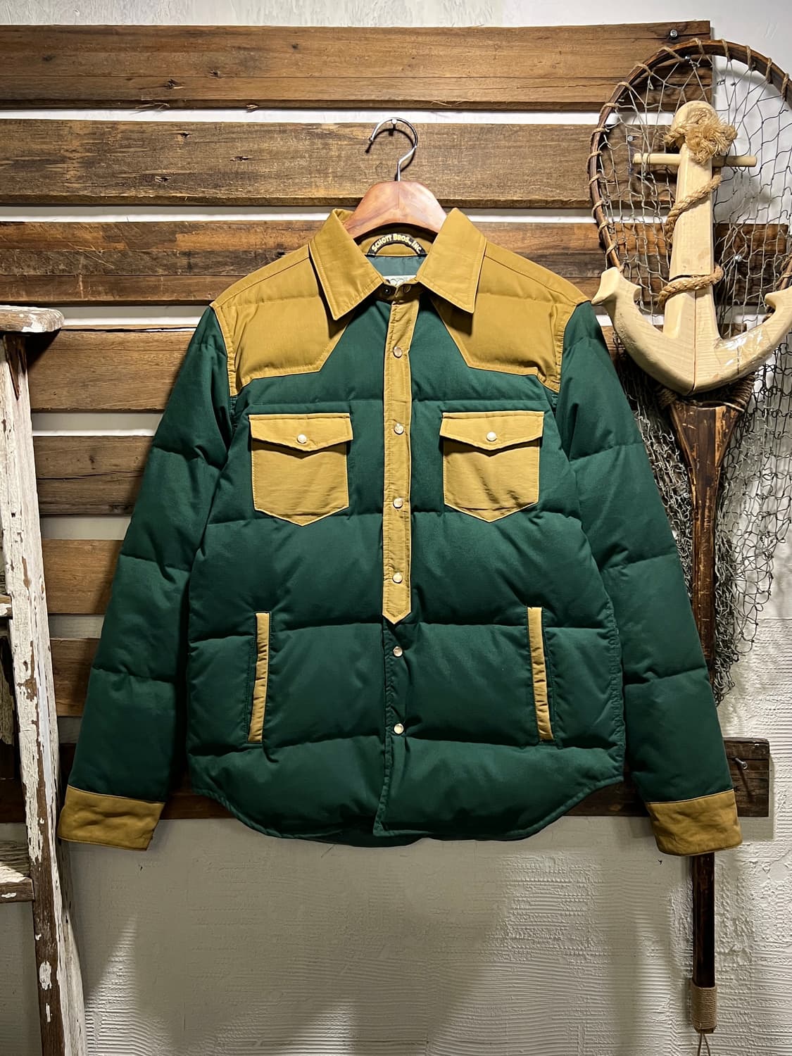 [M]Schott 쇼트 빈티지 그린 요크 다운 자켓 상품이미지1