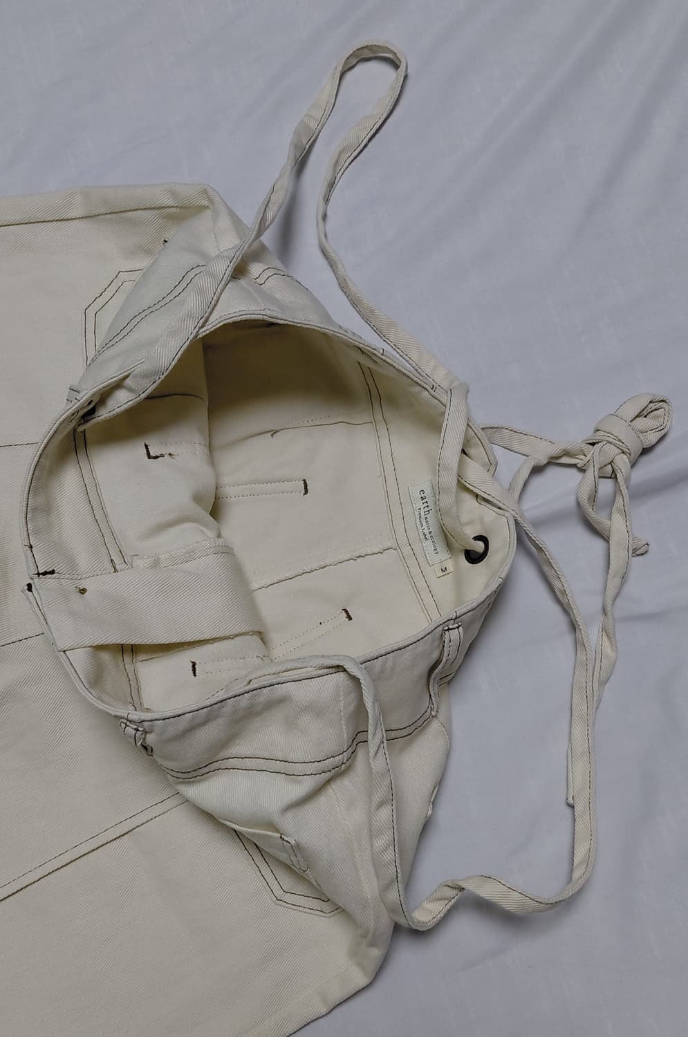 [M] earth music&ecology 스티치 와이드 팬츠 (Ecru 상품이미지4