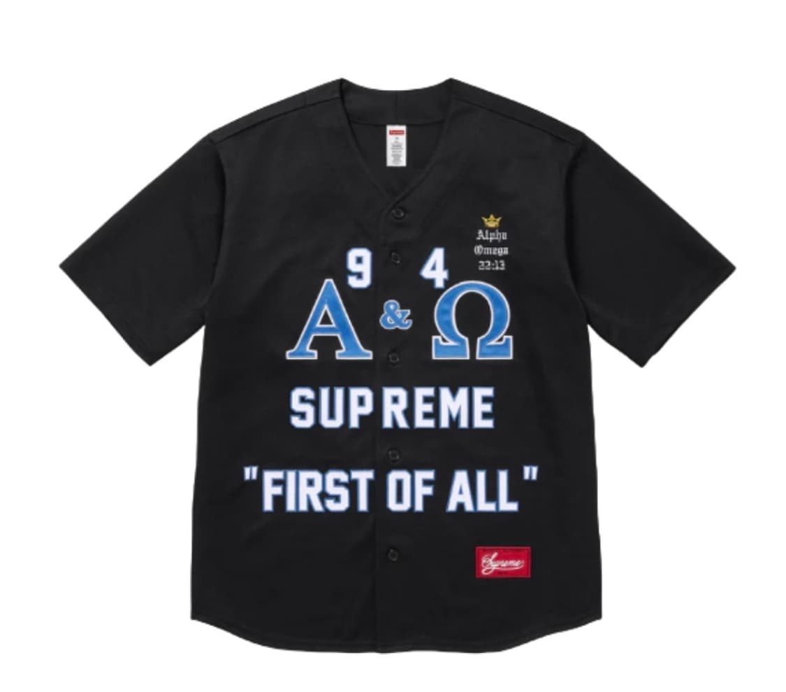 L) 슈프림 알파 오메가 베이스볼 반팔 저지 블랙 상품이미지1