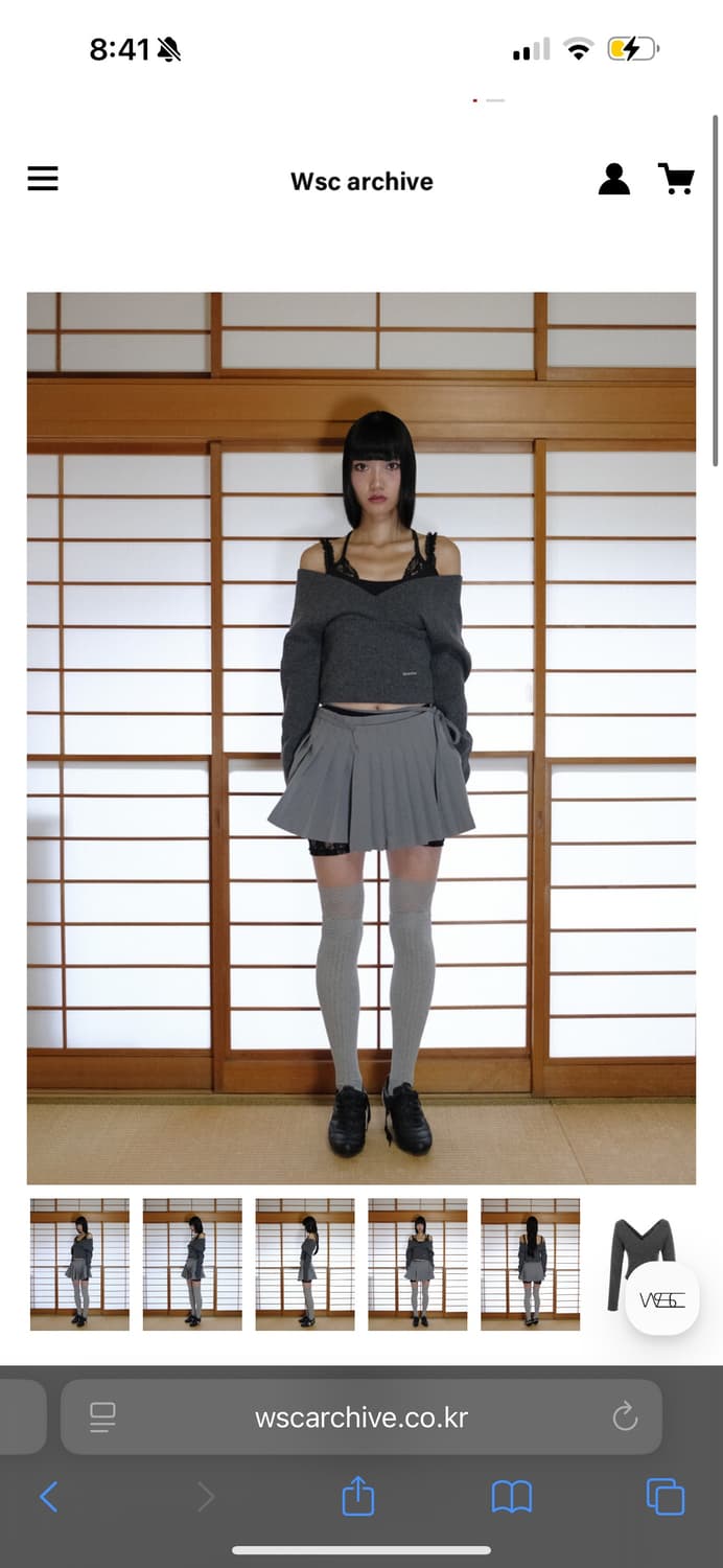 [새거]Archive 브이넥 니트 V neck knit 회색 오프숄더 상품이미지2