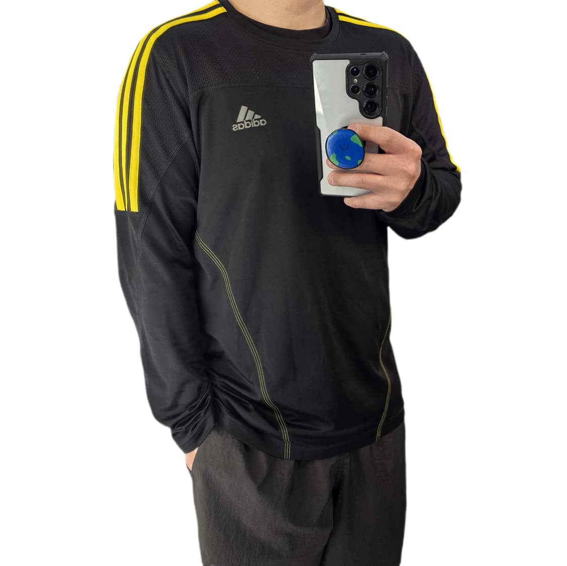 100 아디다스 삼선 져지 롱슬리브 블랙 옐로우 검노 상품이미지1