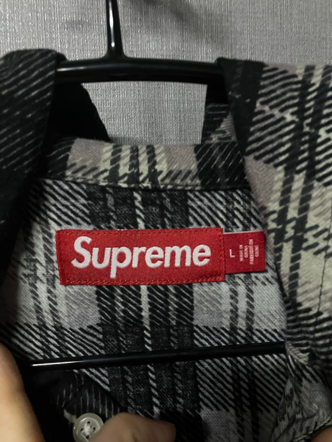 슈프림 프린티드 후드 플란넬 셔츠 블랙 L 상품이미지3