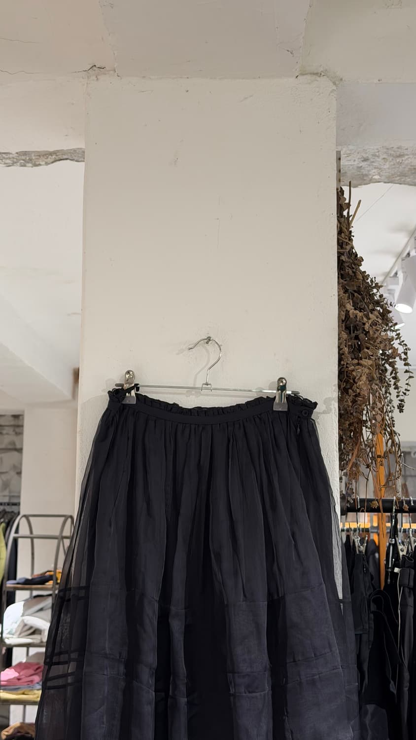 질샌더 블랙 실크 레이어드 셔링 미디 스커트 상품이미지2