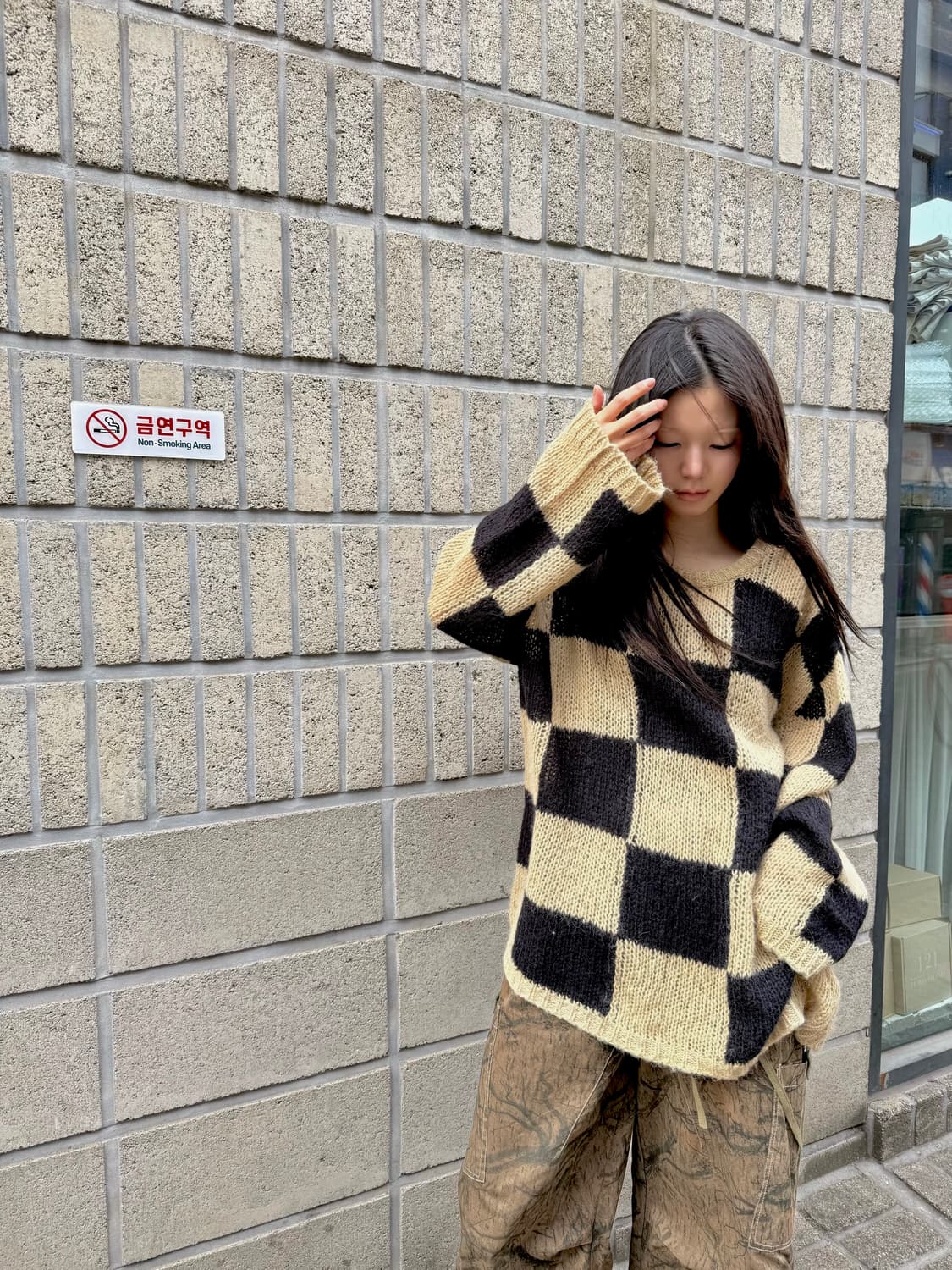 더 오픈 프로덕트 체크 니트 상품이미지1