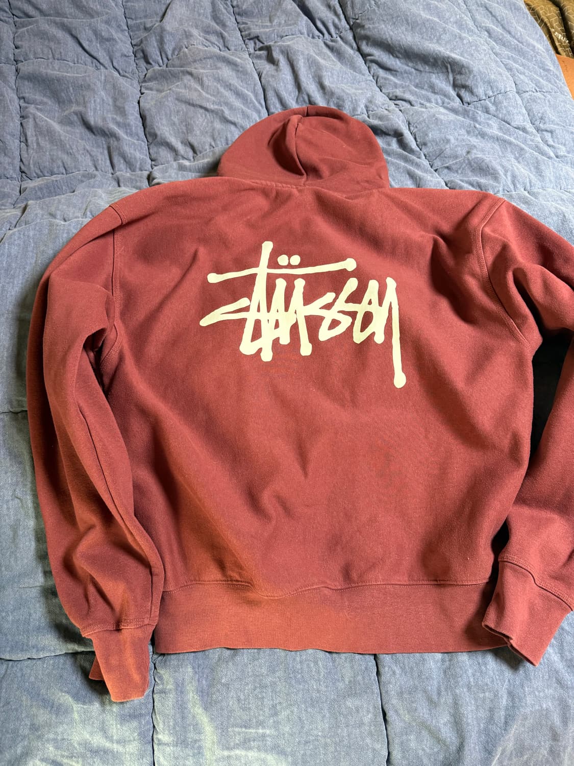 스투시 후드집업 버건디 L 상품이미지3