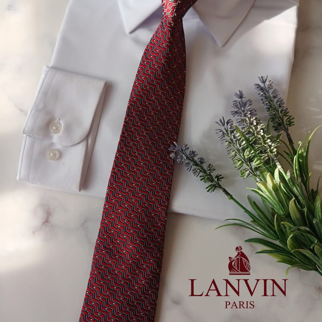 랑방 실크 레드 헤링본 패턴 넥타이 8.1cm A+등급 A19394
 상품이미지2