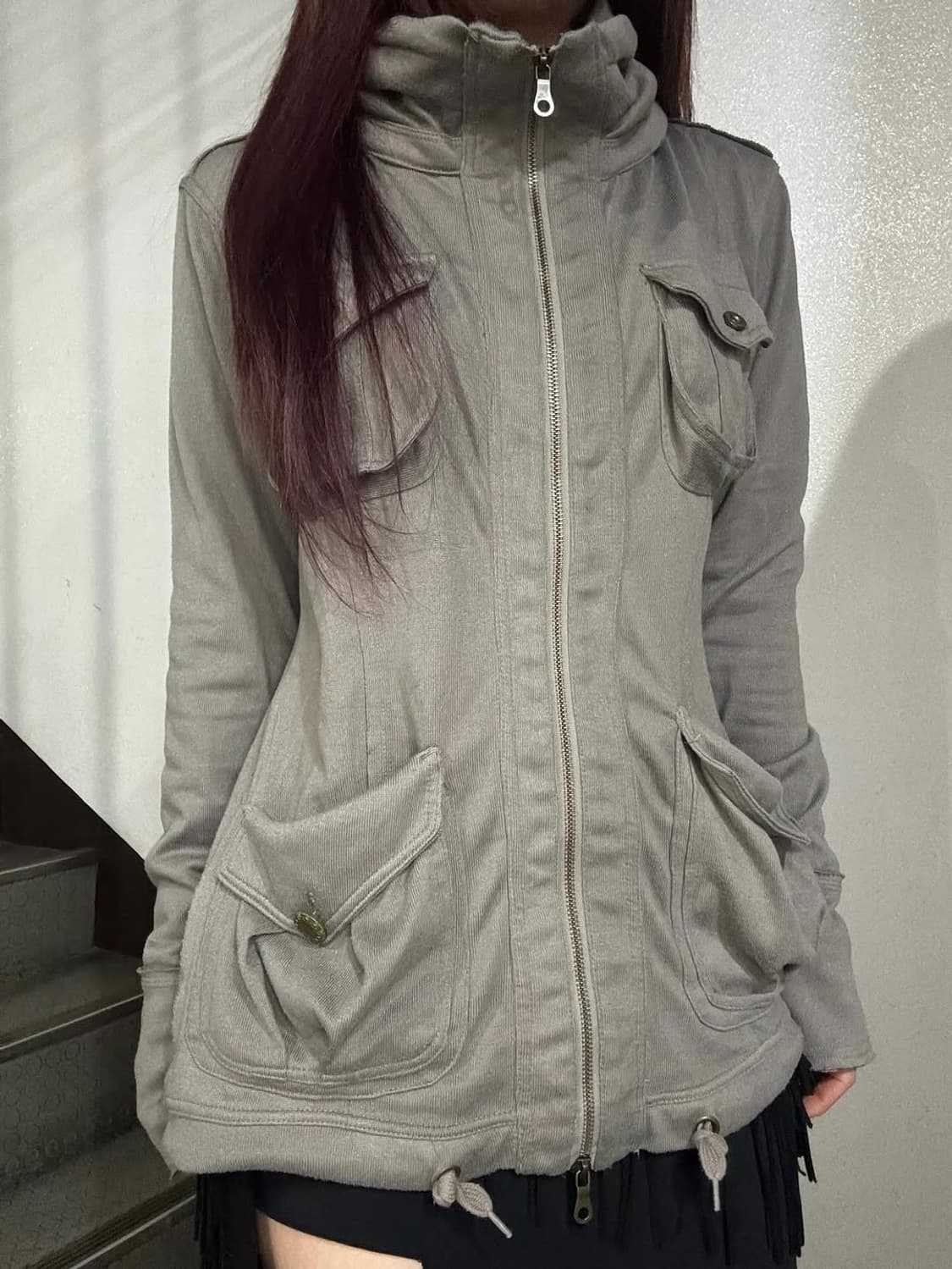 Grunge Outstitch 2-Way Zipup Hidden Hood 상품이미지3