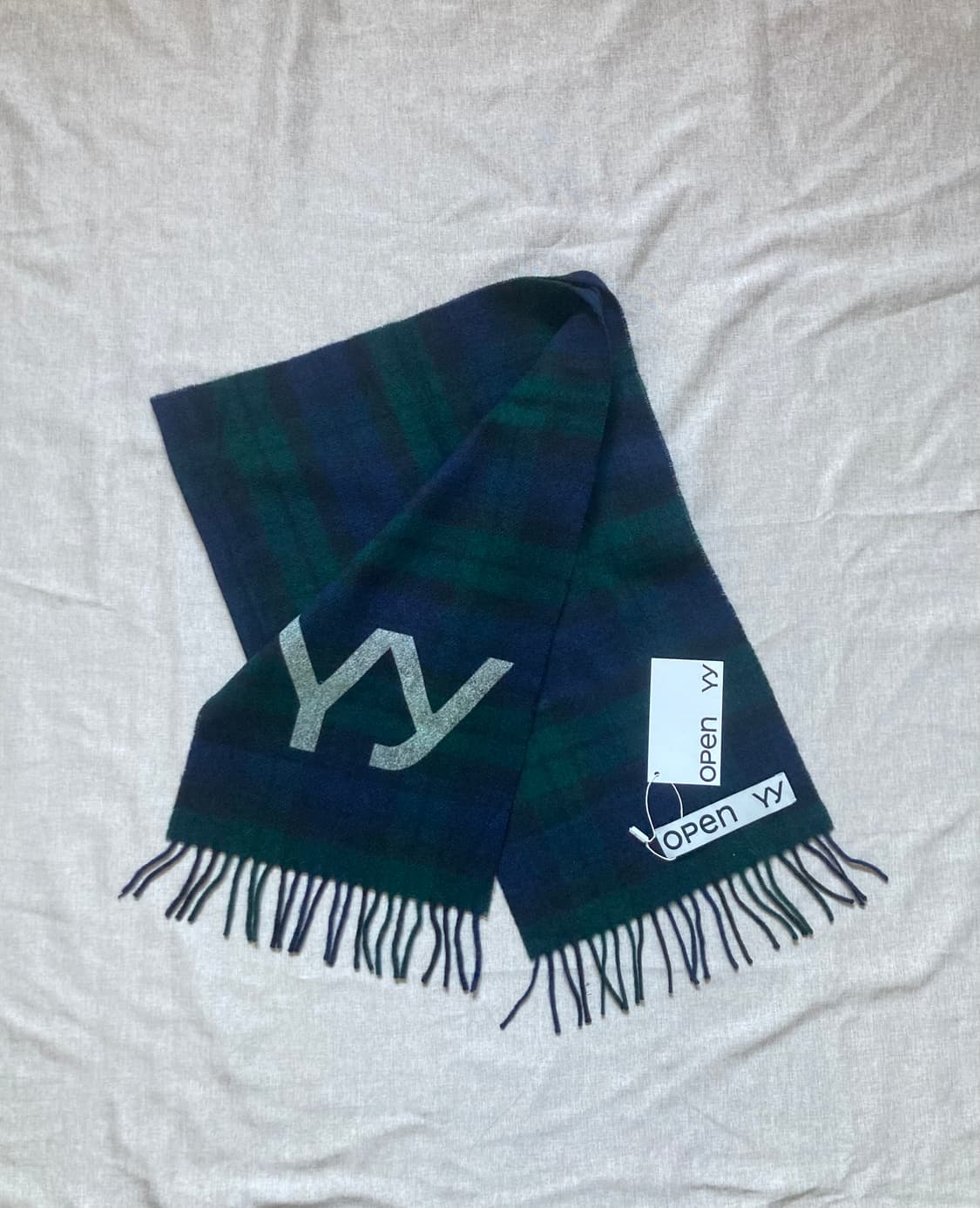 새상품🛍️오픈와이와이 타탄 울 머플러 그린 상품이미지7