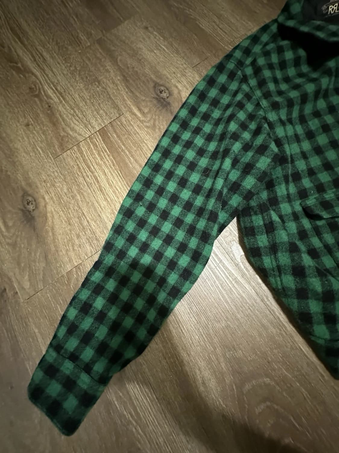 2XL 더블알엘 플래드 울 오버셔츠 그린체크 상품이미지4