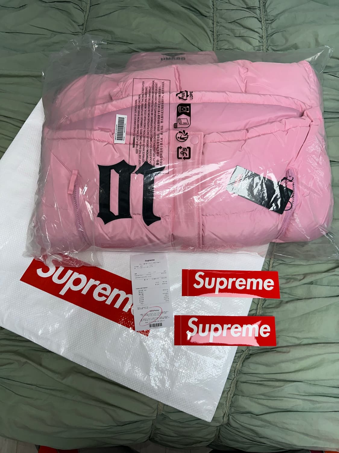 슈프림 엄브로 다운 패딩 자켓 핑크 L 새상품 상품이미지9