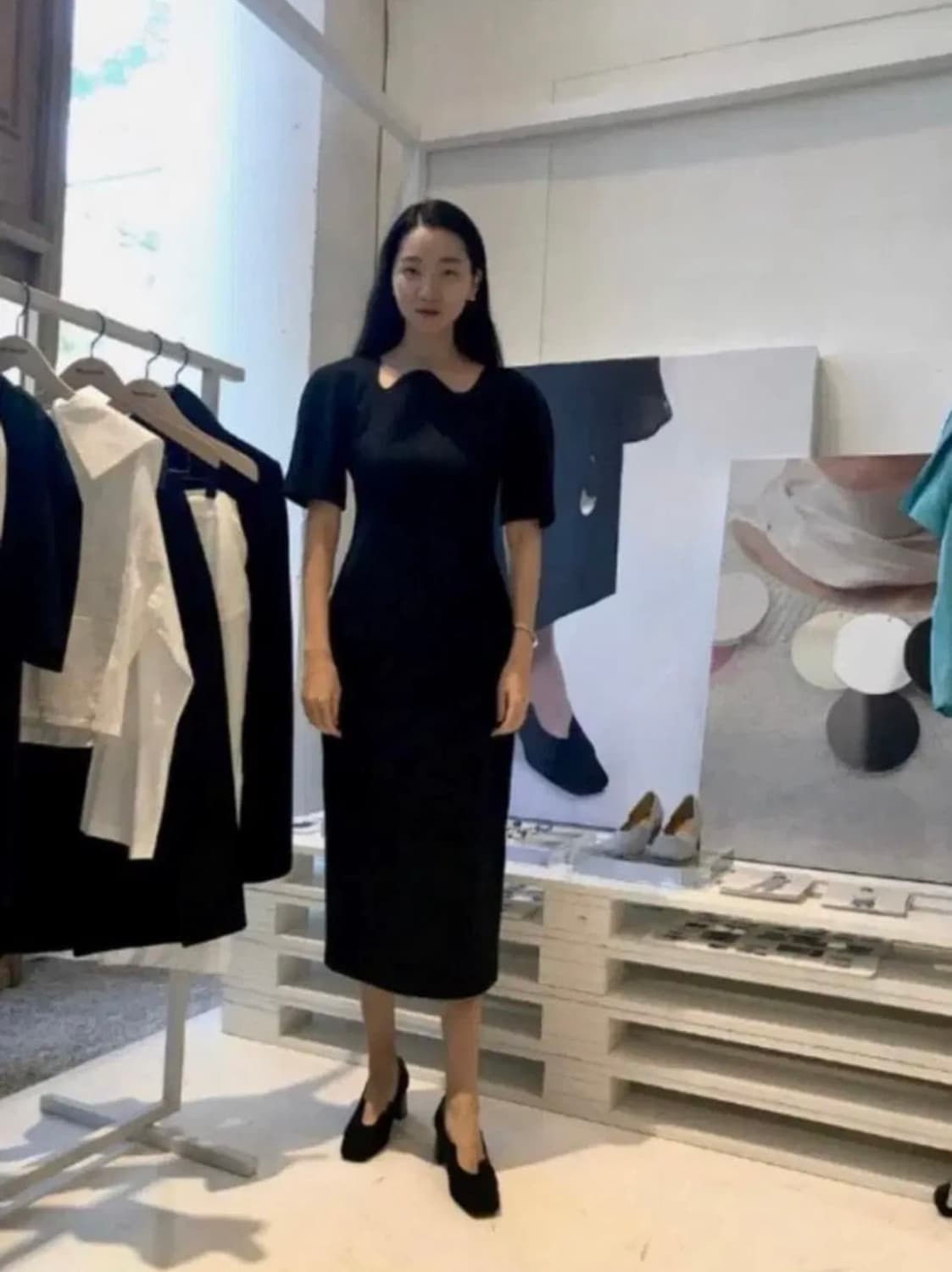 렉토 RECTO 시그니처 물결 원피스 블랙 상품이미지8