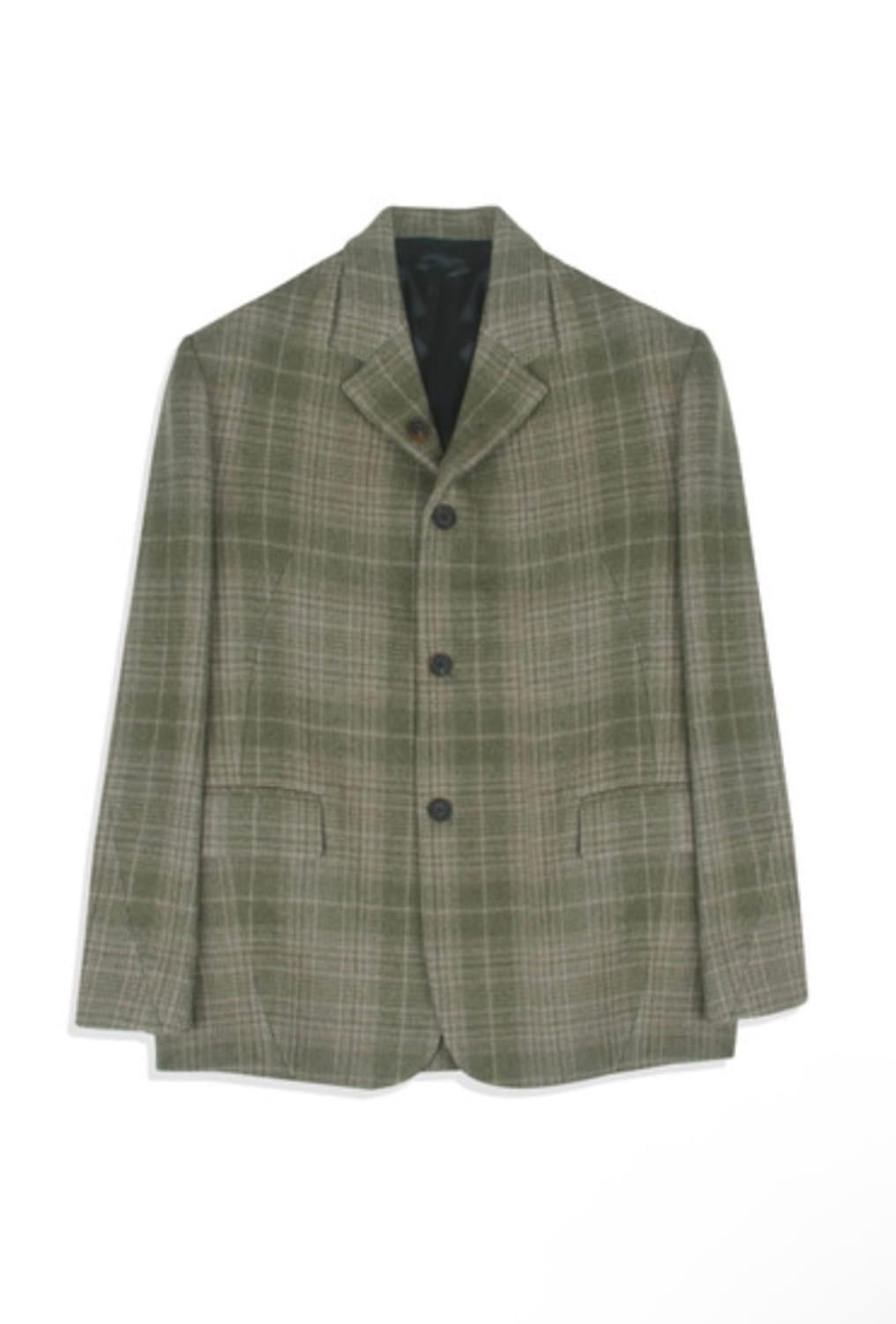 [M] stu 커브드 체크 블레이저 그린 상품이미지1