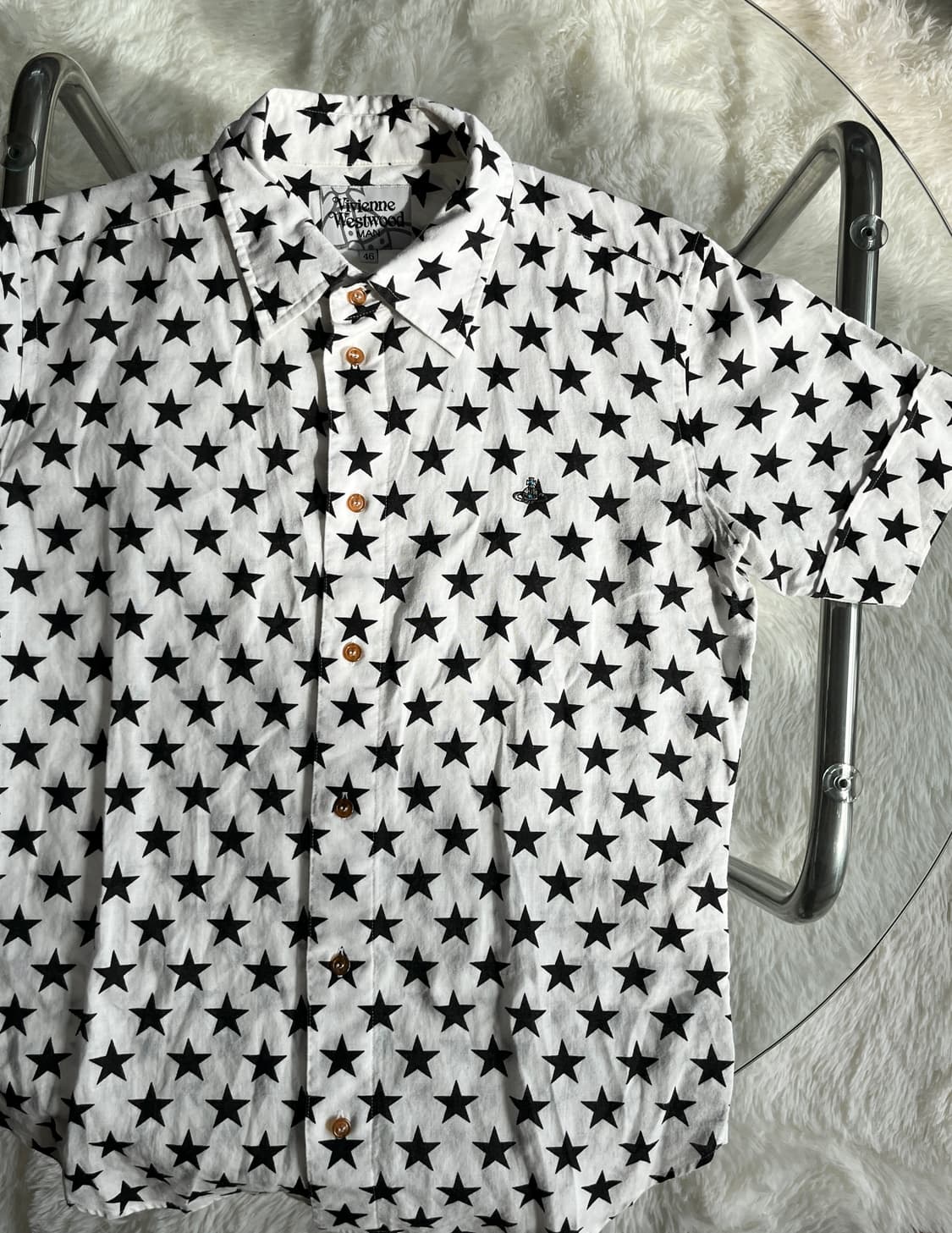 비비안 웨스트우드 반짝반짝 오브 로고 자수 스타 패턴 반팔 셔츠 상품이미지5