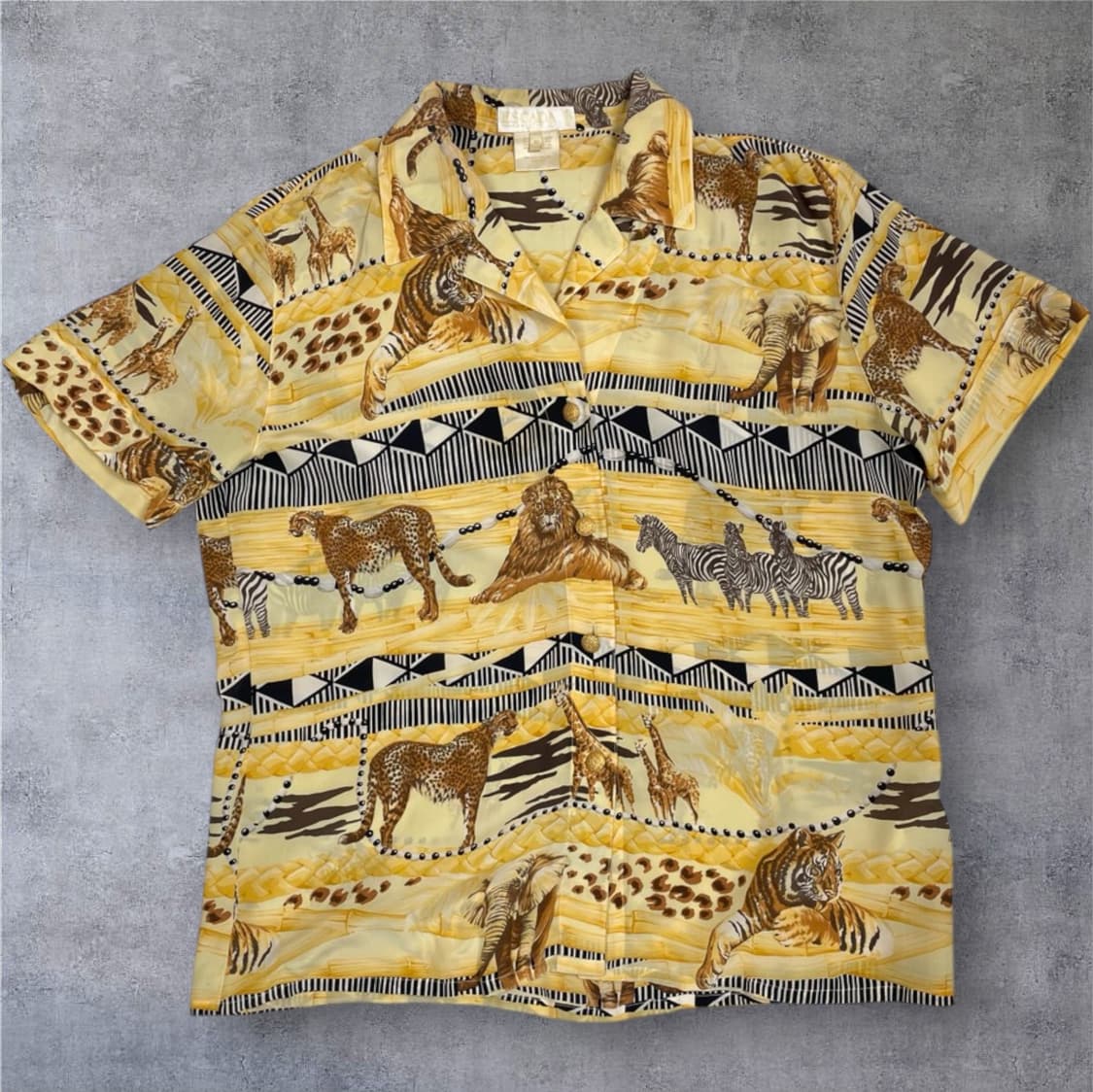 에스카다 ESCADA 사파리 프린팅 실크 반팔 셔츠 40 (공용추천) 상품이미지1