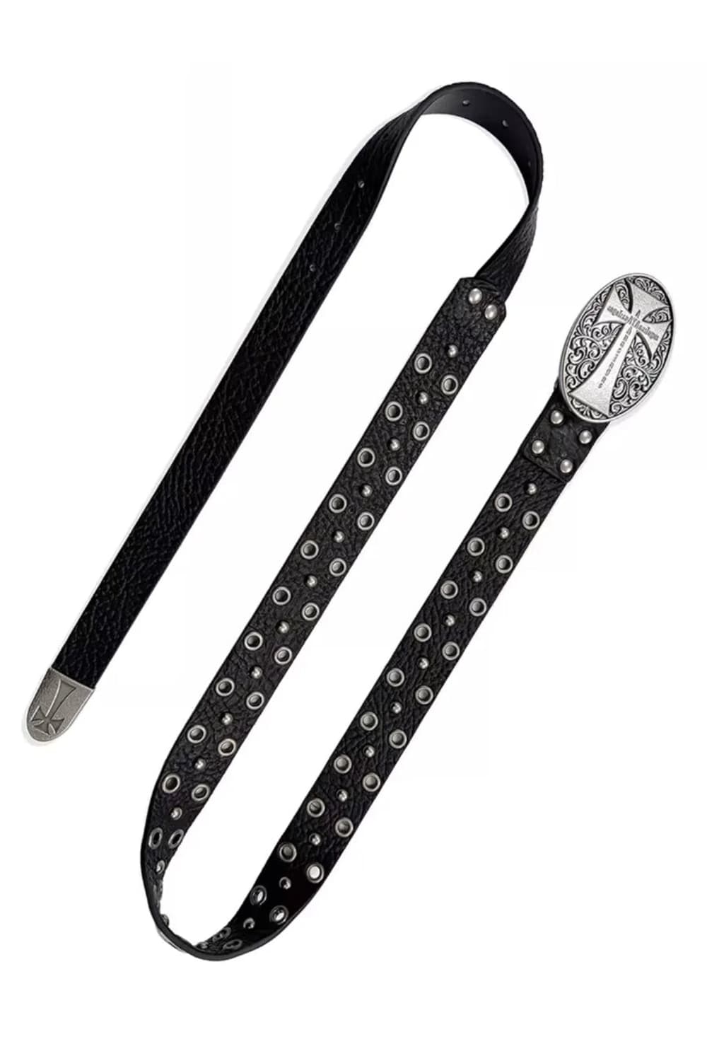 CROSS STUDDED EYELET LEATHER BELT 상품이미지3