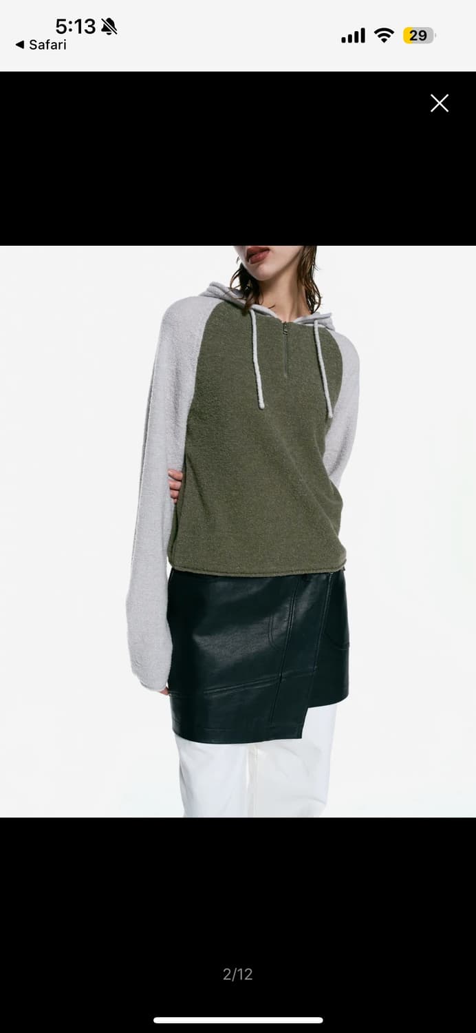 인사일런스우먼 부클 래글런 후드 니트 카키 s 상품이미지3