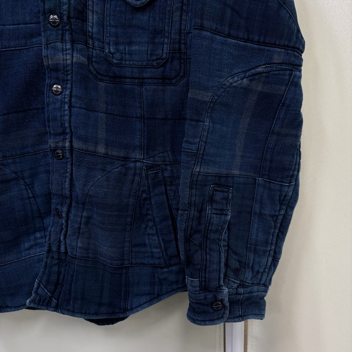 폴로 인디고 패치워크 셔츠 자켓 상품이미지3