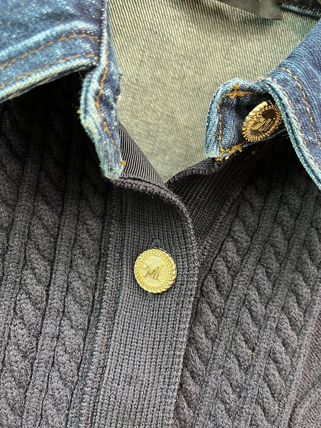 여) 미샤 데님 레이어드 케이블 가디건  상품이미지6