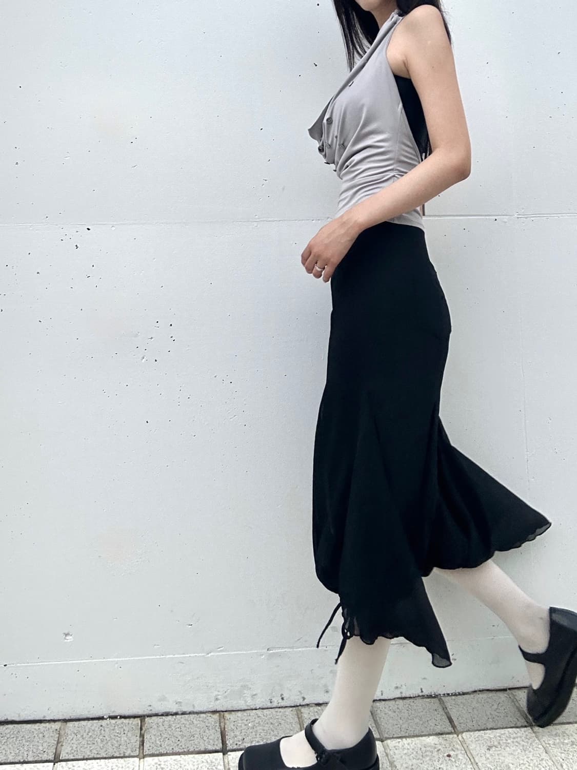 Button multi halter sleeveless / grey 상품이미지4
