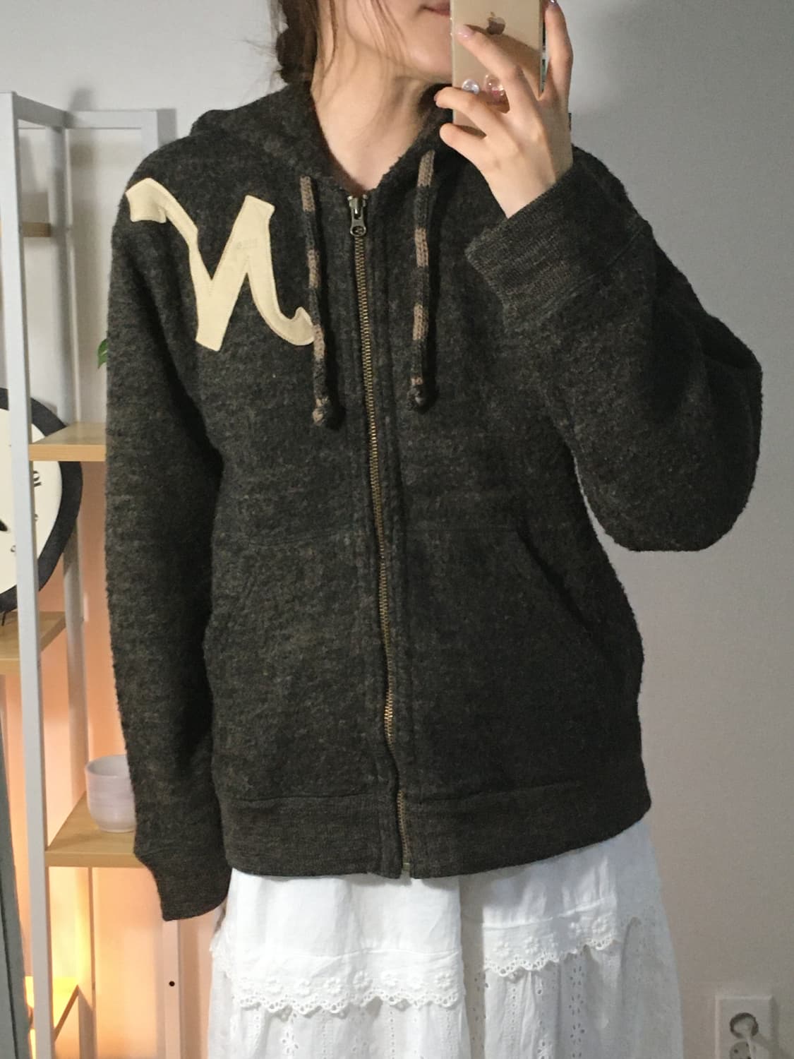 다크브라운 울 후드집업 상품이미지2