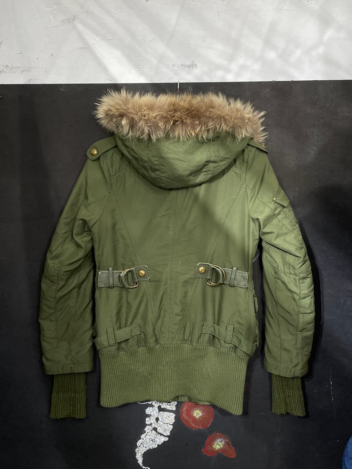 Sly 아카이브 울프죠 본디지 스트랩 퍼 후드 야상 자켓 S 상품이미지8