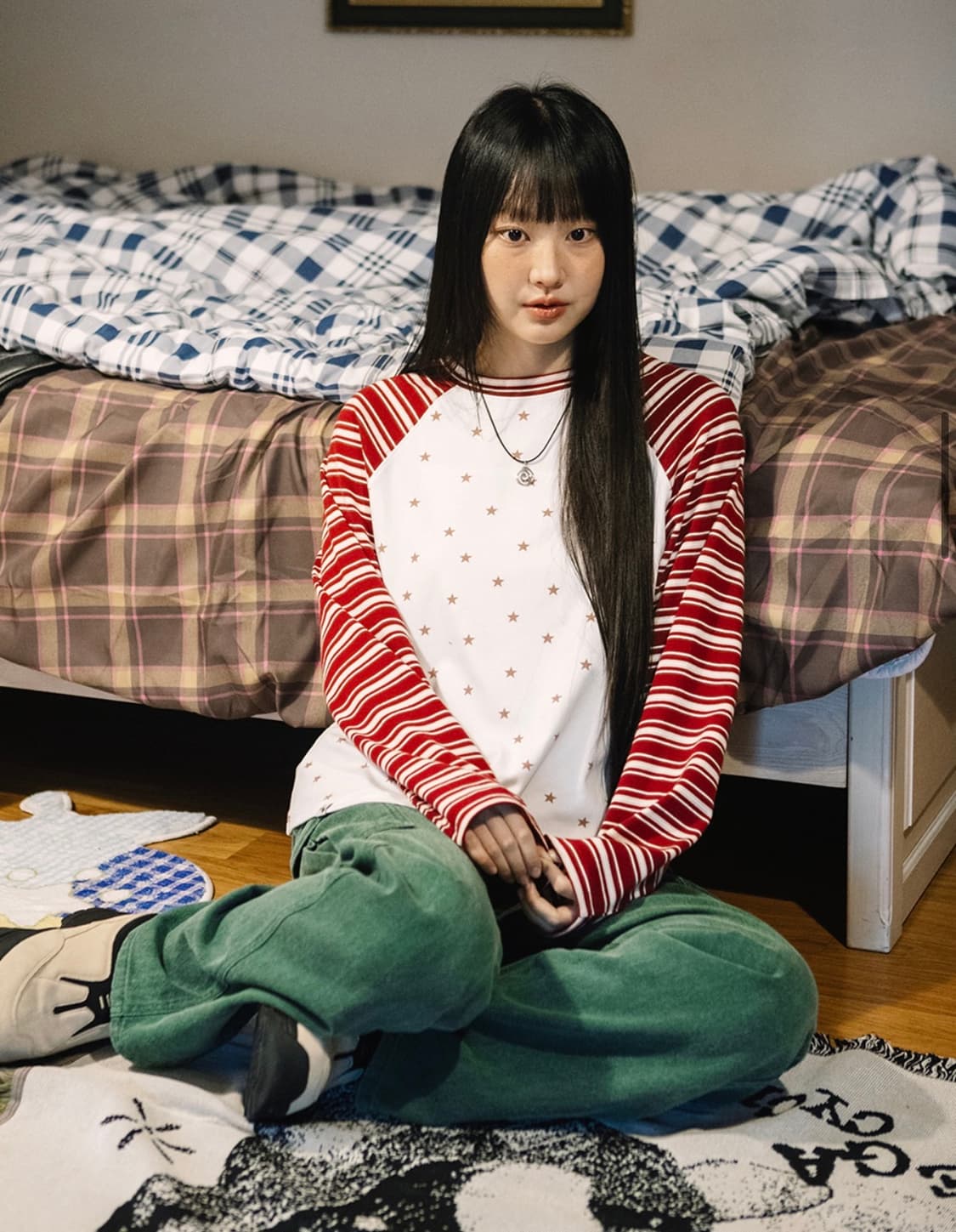 실착 1회) 카비시  STRIPED STAR RAGLAN LS TEE 상품이미지2
